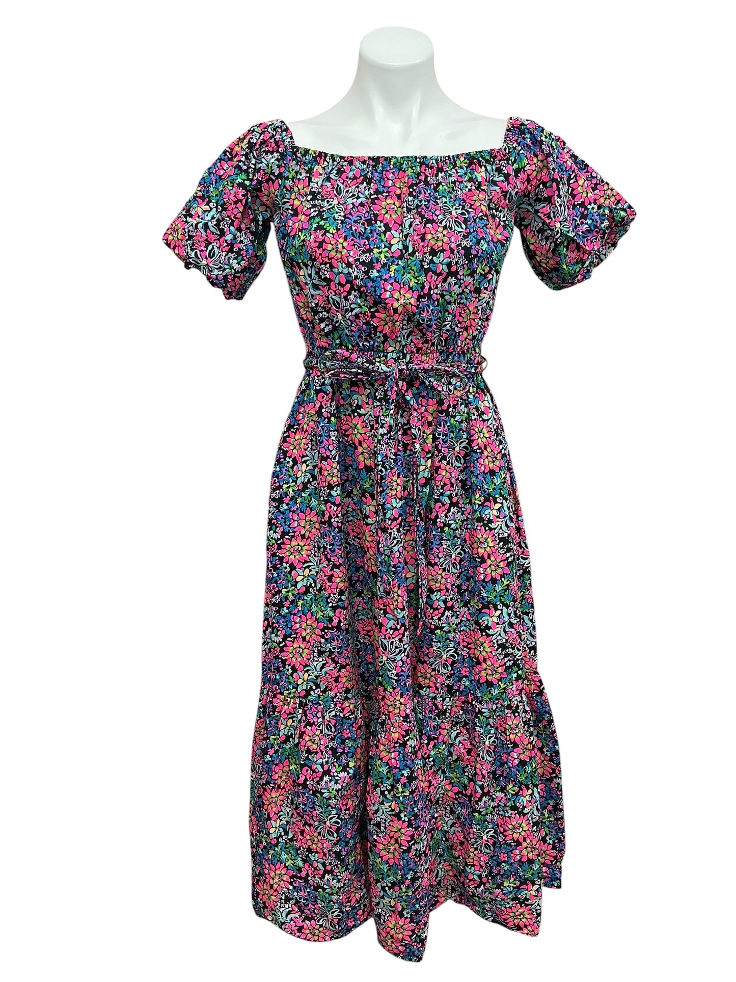 Lilly Pulitzer Tamie Off The Shoulder Midi Dress Feeling Fintastic - Size S