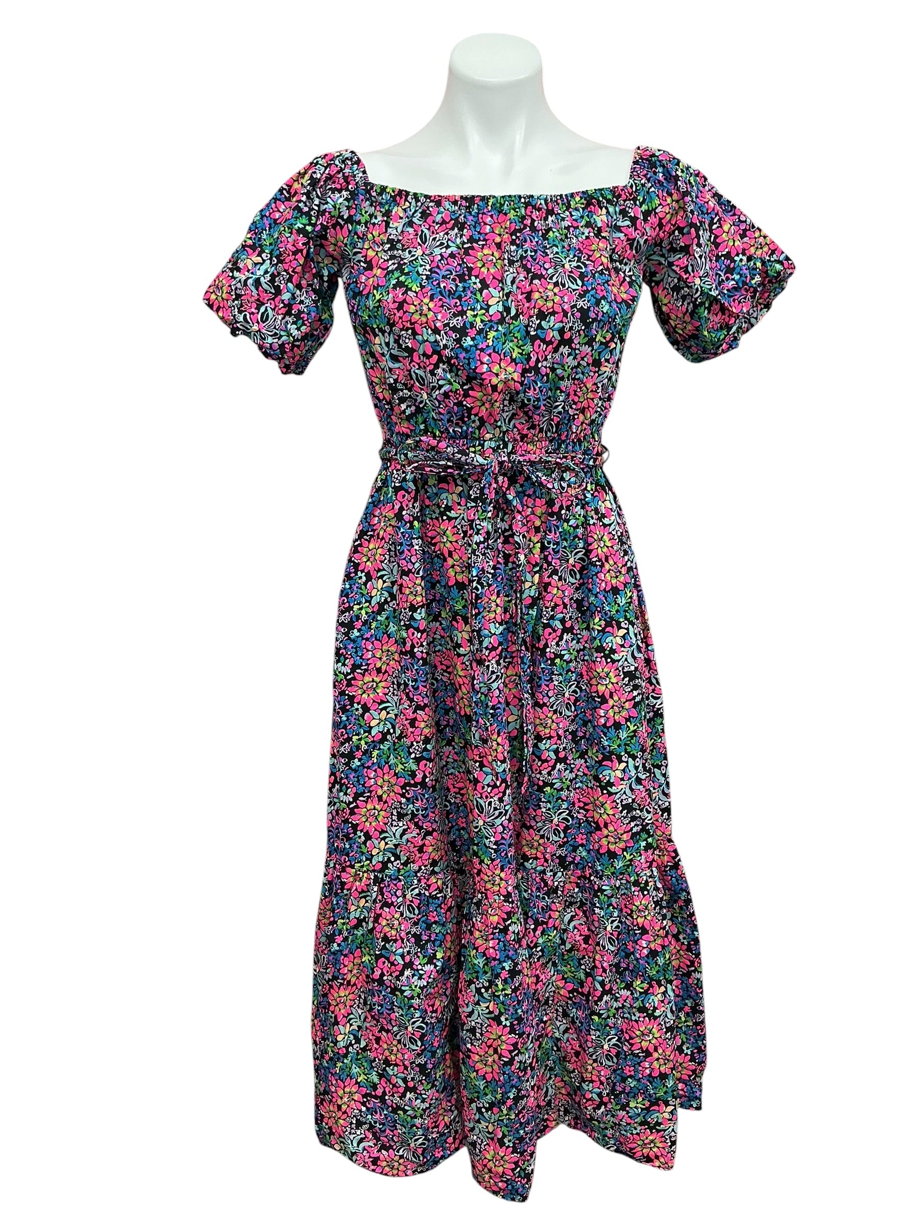 Lilly Pulitzer Tamie Off The Shoulder Midi Dress Feeling Fintastic - Size S