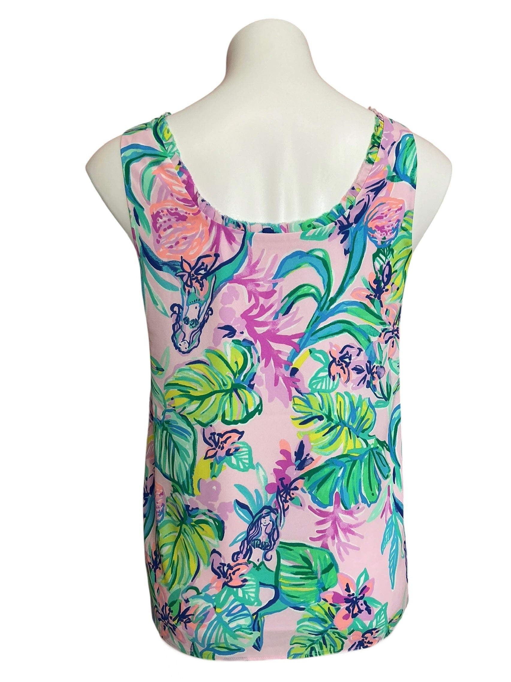 Lilly Pulitzer Carlene Ruffle Tank Top Amethyst Tint Mermaid In The Shade - Size XS