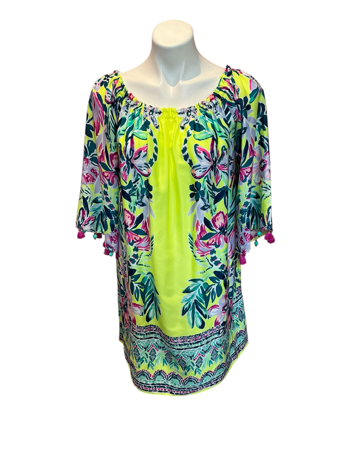 Lilly Pulitzer NWT Bauble Yellow Lemur Alone Engineered Woven - Size L