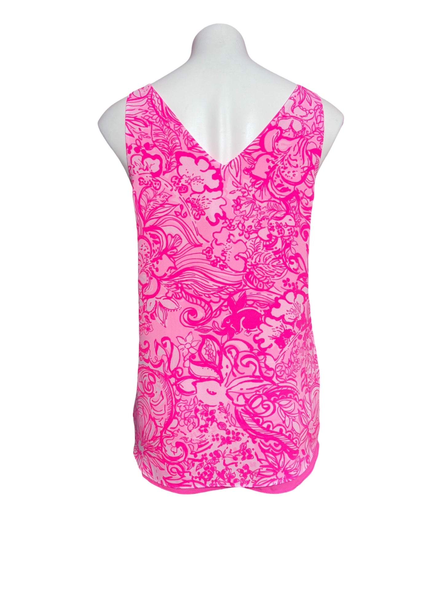 Lilly Pulitzer Florin Reversible V-Neck, Punk Tropics Tint- Bunny Hop Size S