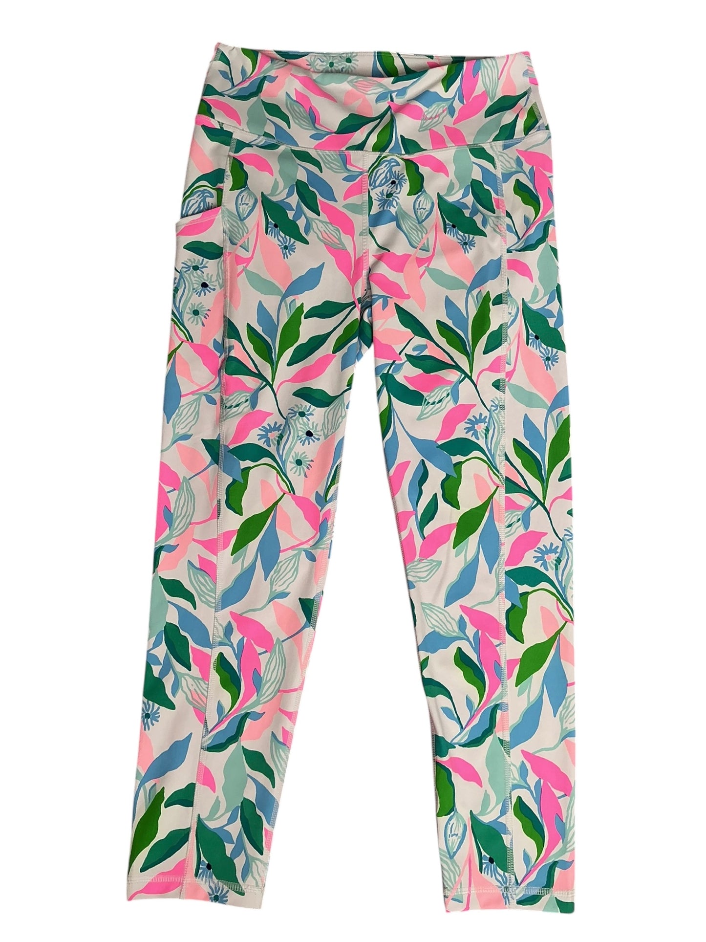 Lilly Pulitzer Luxletic Weekender High Rise Midi Leggings Resort White Holding Court - Size L