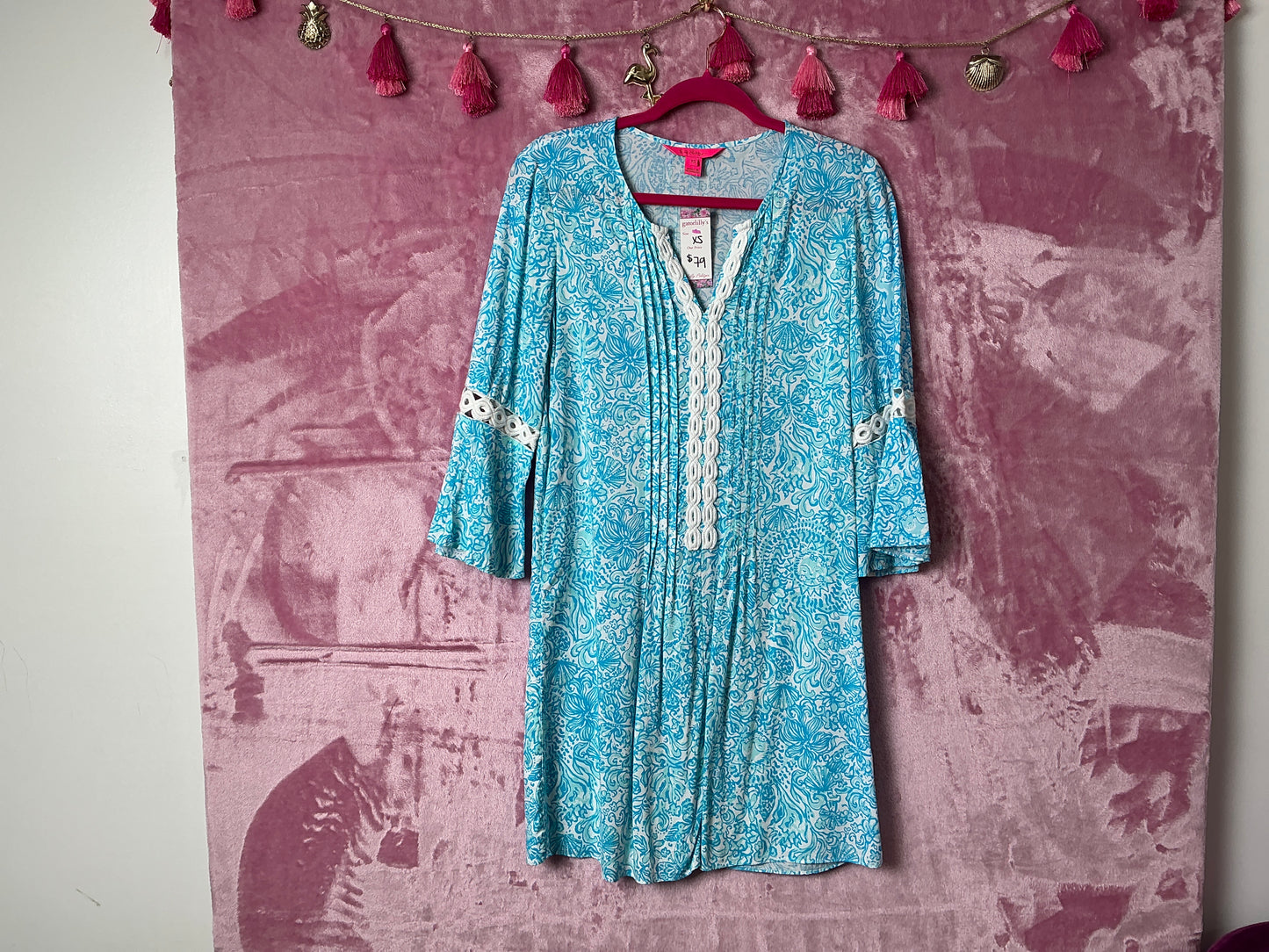 Lilly Pulitzer Hollie Tunic Dress - Blue Peri Turtle - Size XS