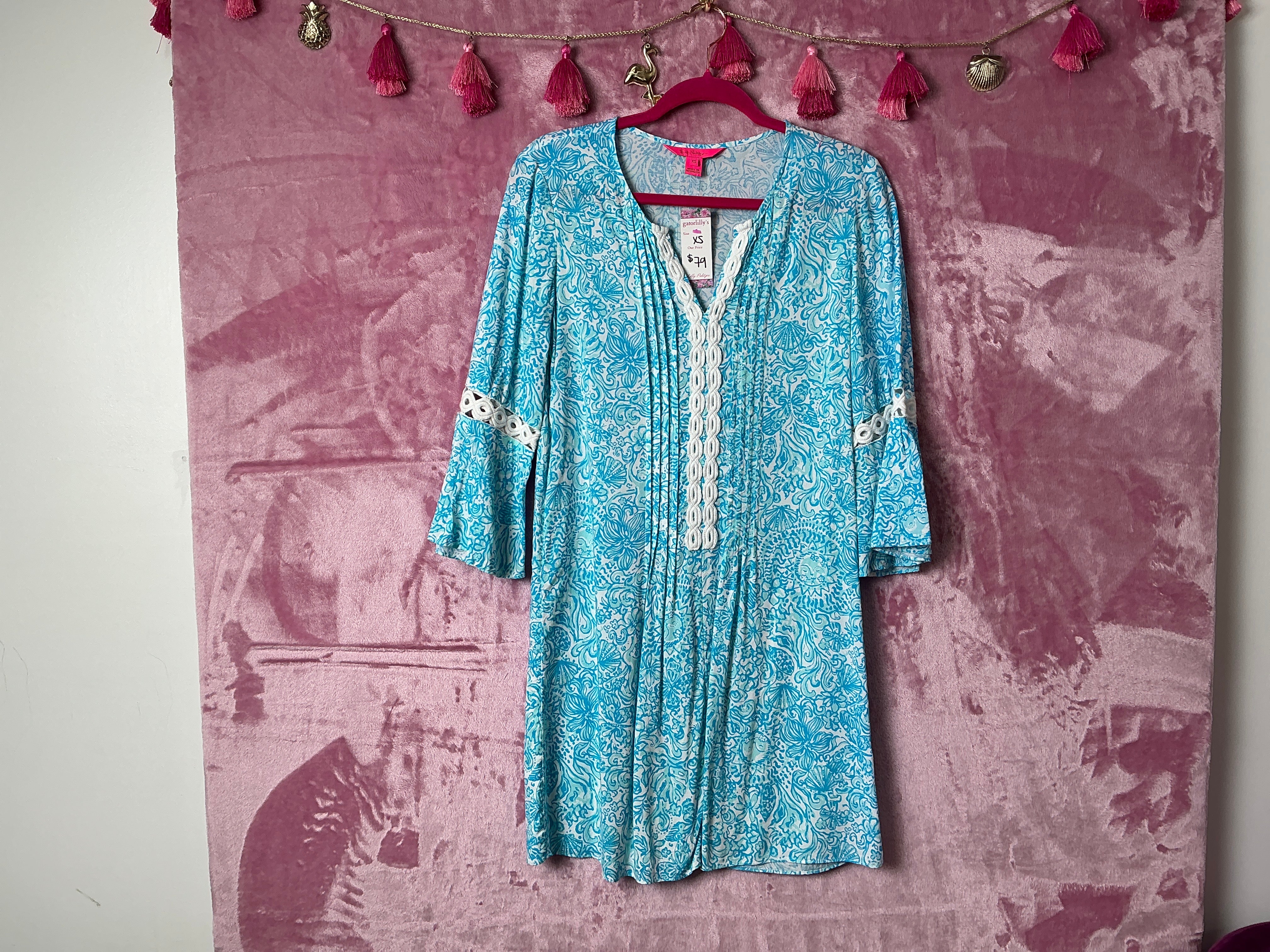 Lilly Pulitzer Hollie Tunic Dress - Blue Peri Turtle - Size XS
