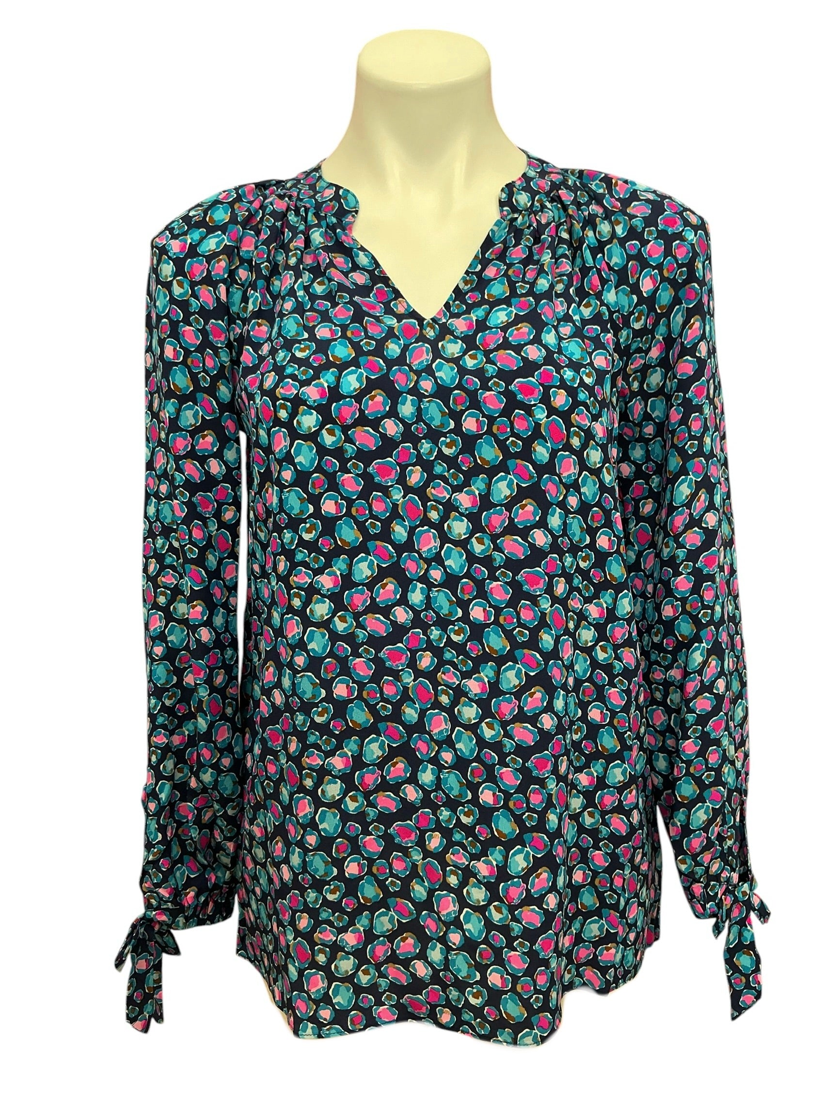 Lilly Pulitzer Esia Top Low Tide Navy Spotted - Size XS