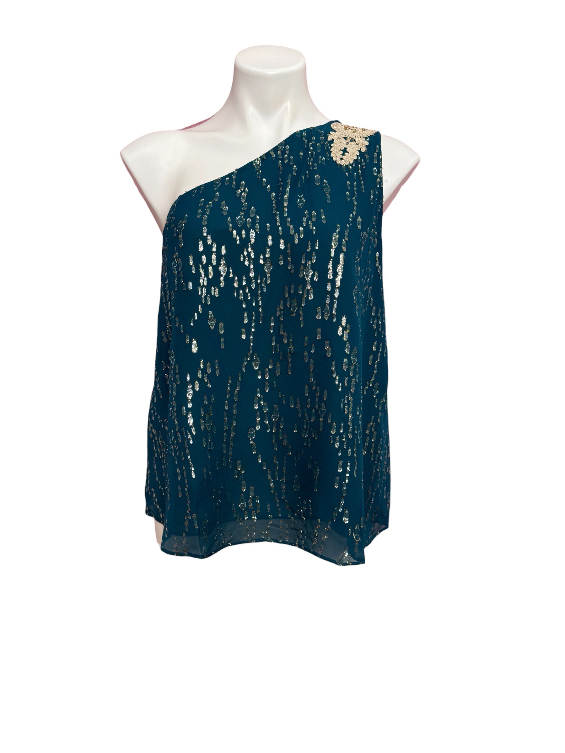 Lilly Pulitzer NWT Sienna Top, Inky Tidal- Fish Clip Chiffon Size 6