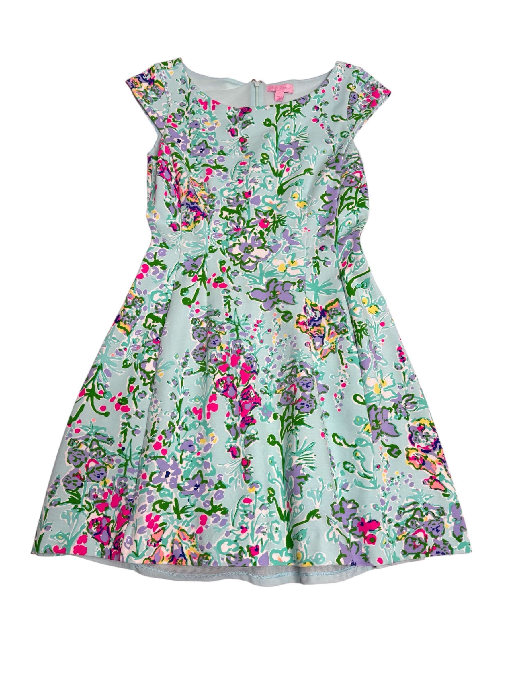 Lilly Pulitzer Holy Grail, Brielle Dress, Pool Blue- Lucky Charm Floral Size S
