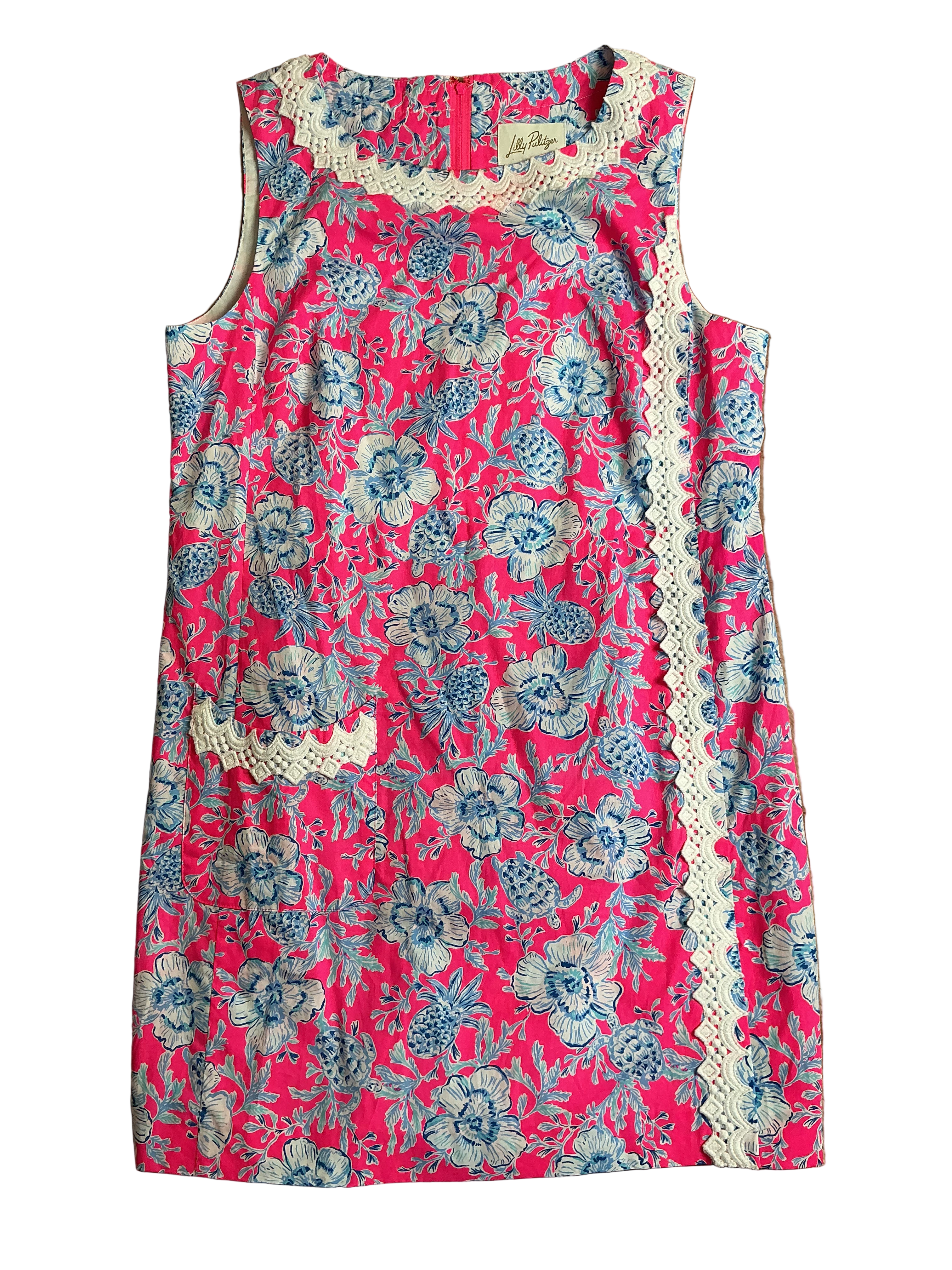 Lilly Pulitzer NWT Ginge Shift Romper Roxie Pink Wave N Sea - Size 14