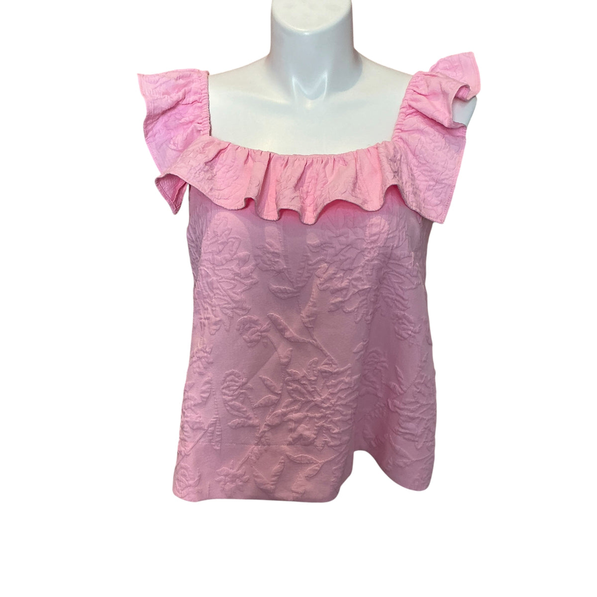 Lilly Pulitzer NWT Zoya Ruffle Top Conch Shell Pink Caliente Pucker Jacquard - Size 12