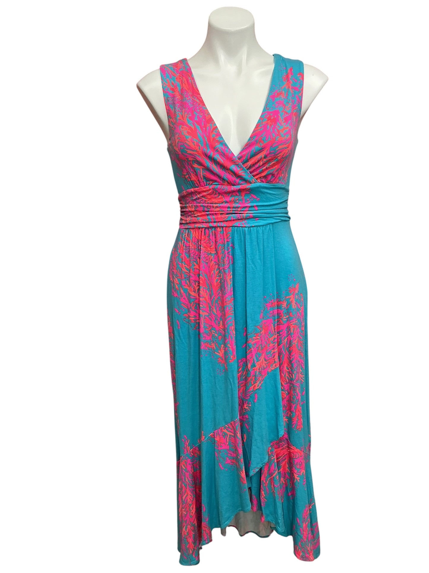 Lilly Pulitzer Moana Maxi Dress Turquoise Oasis Goddess Of The Sea - Size XS