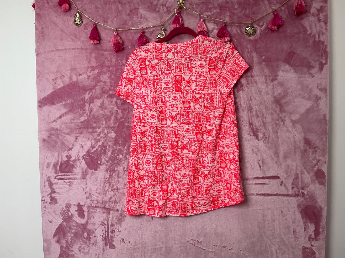 Lilly Pulitzer NWT Etta Scoop-Neck Mizner Red Seaside Harbour - Size M