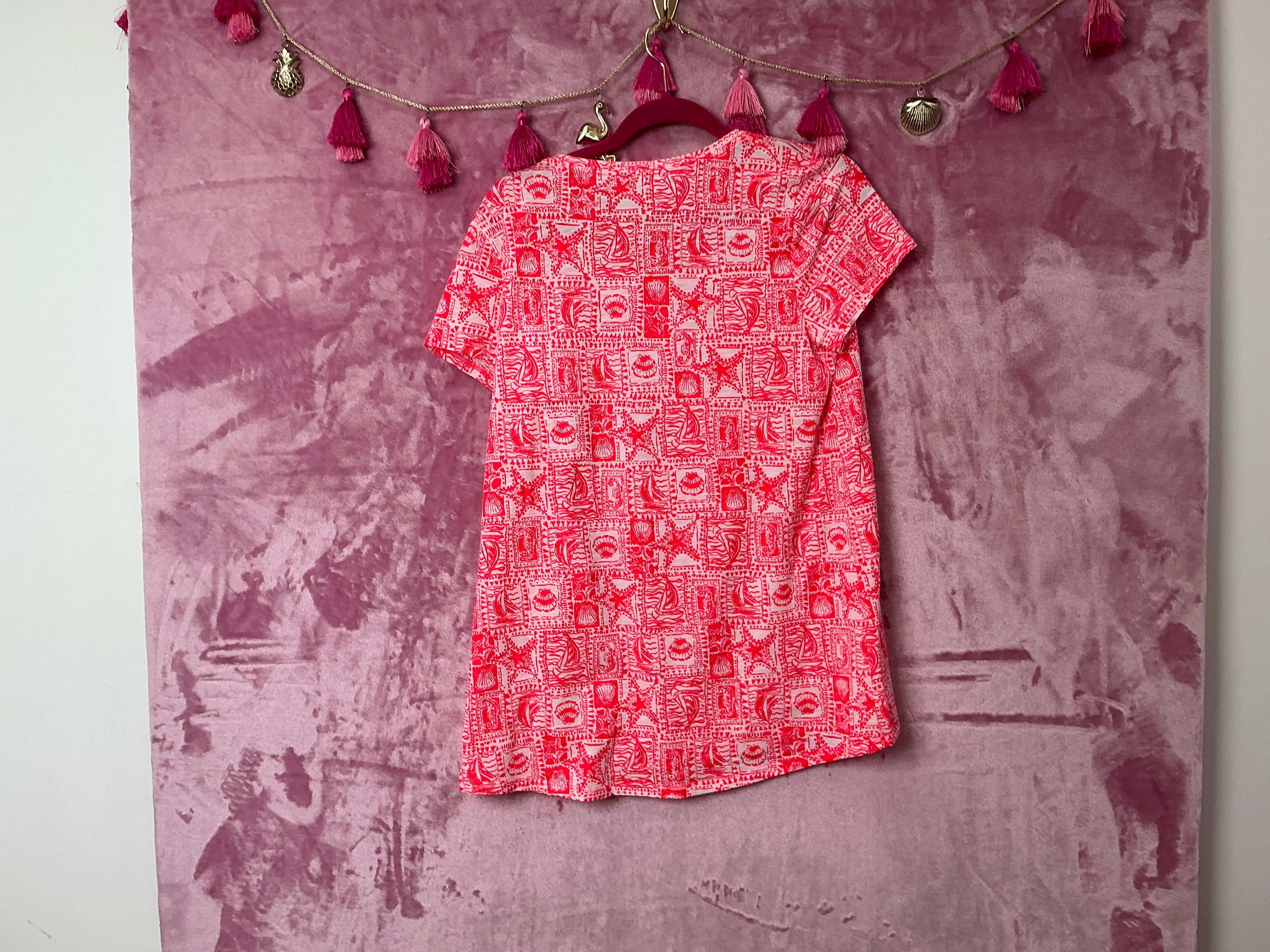 Lilly Pulitzer NWT Etta Scoop-Neck Mizner Red Seaside Harbour - Size M