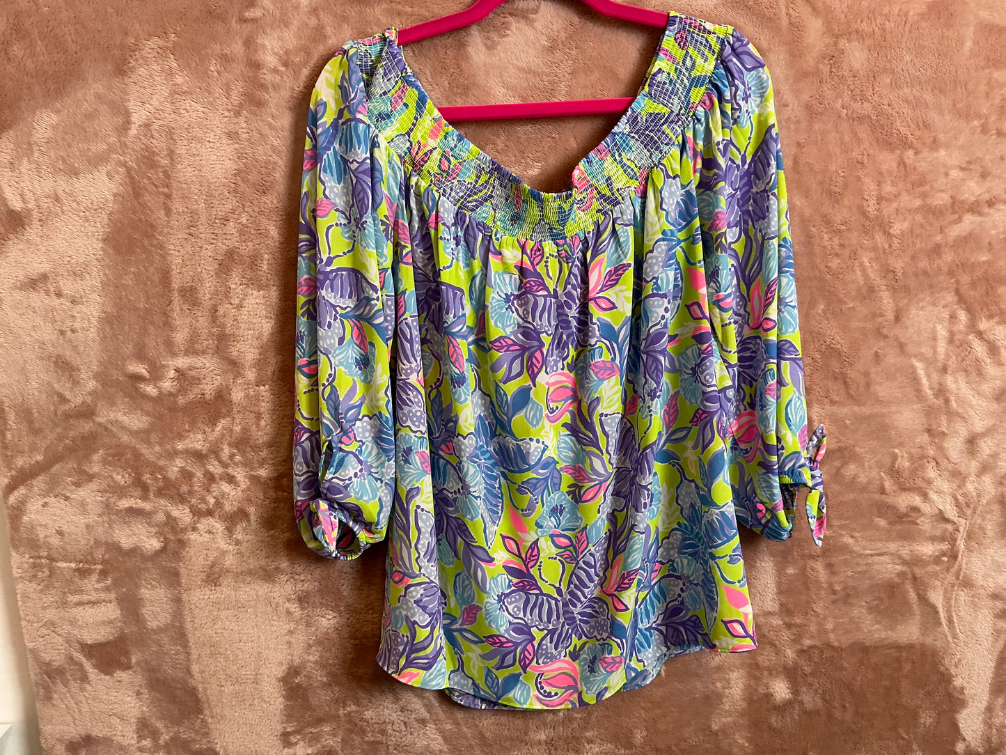 Lilly Pulitzer Top NWT - Maryellen Long Sleeve Off The Shoulder Top - Dew Drop - Stay Fly - Size XL