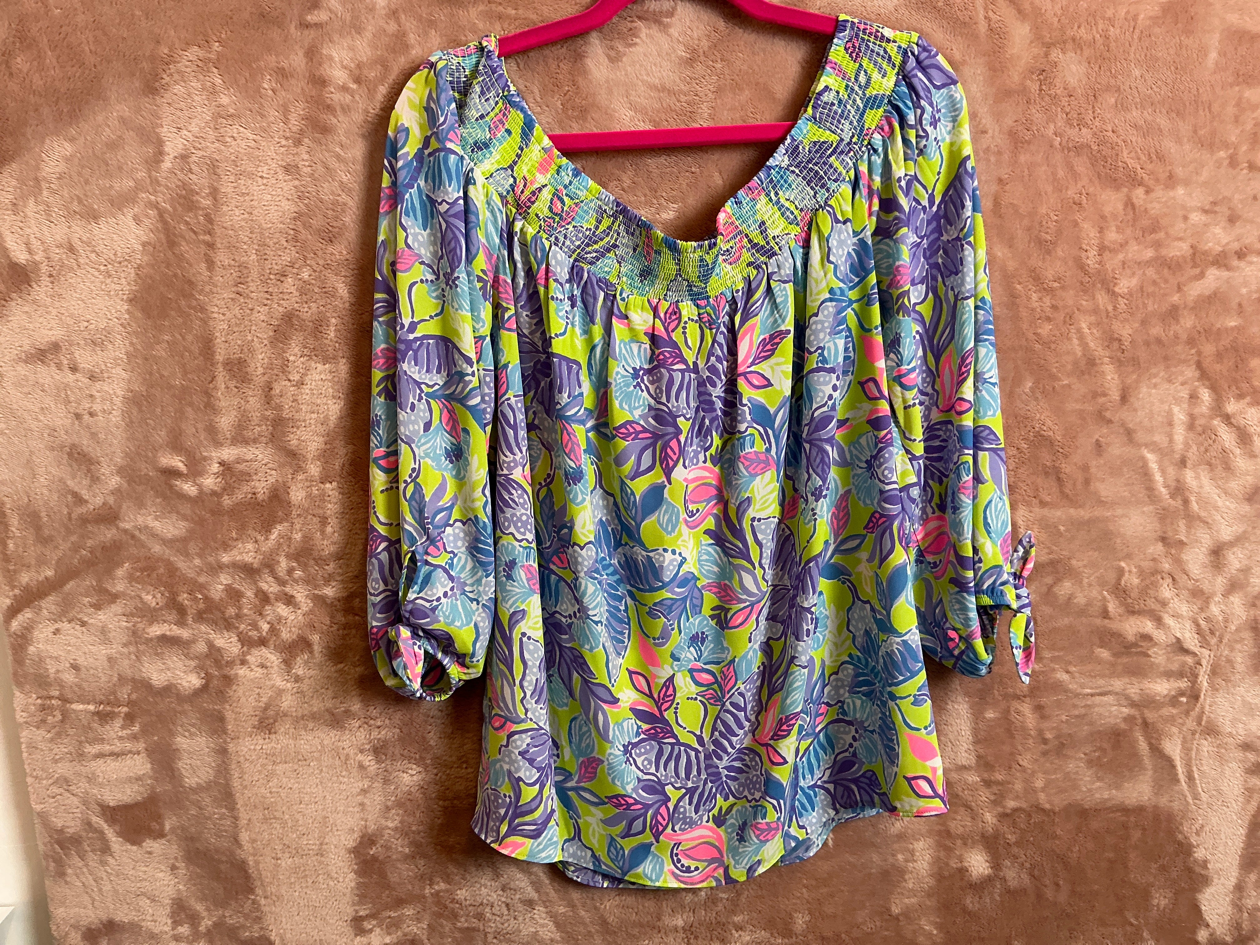 Lilly Pulitzer Top NWT - Maryellen Long Sleeve Off The Shoulder Top - Dew Drop - Stay Fly - Size XL