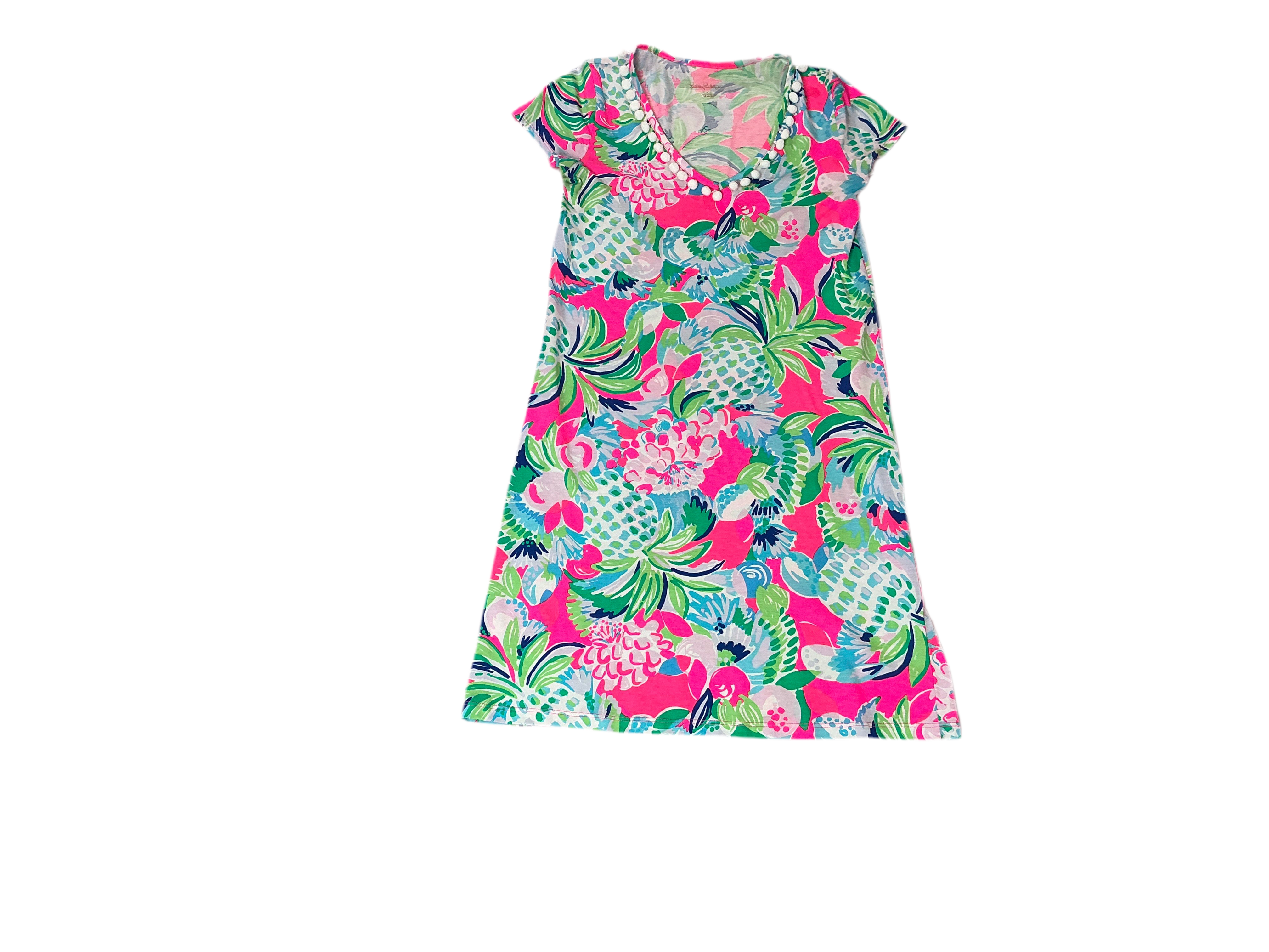 Lilly Pulitzer Etta V-Neck Dress - Multi Raise The Bar Pom-Pom - Size xxs