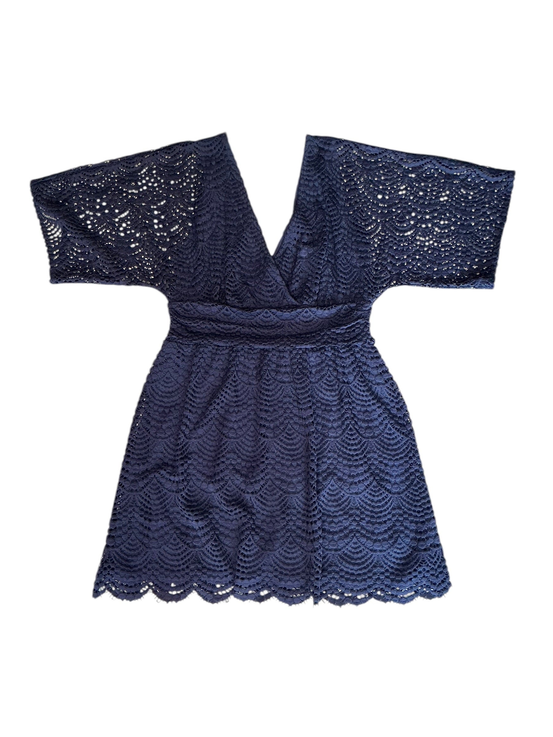 Lilly Pulitzer NWT Parigi Skort Romper True Navy Scalloped Shell Lace - Size M