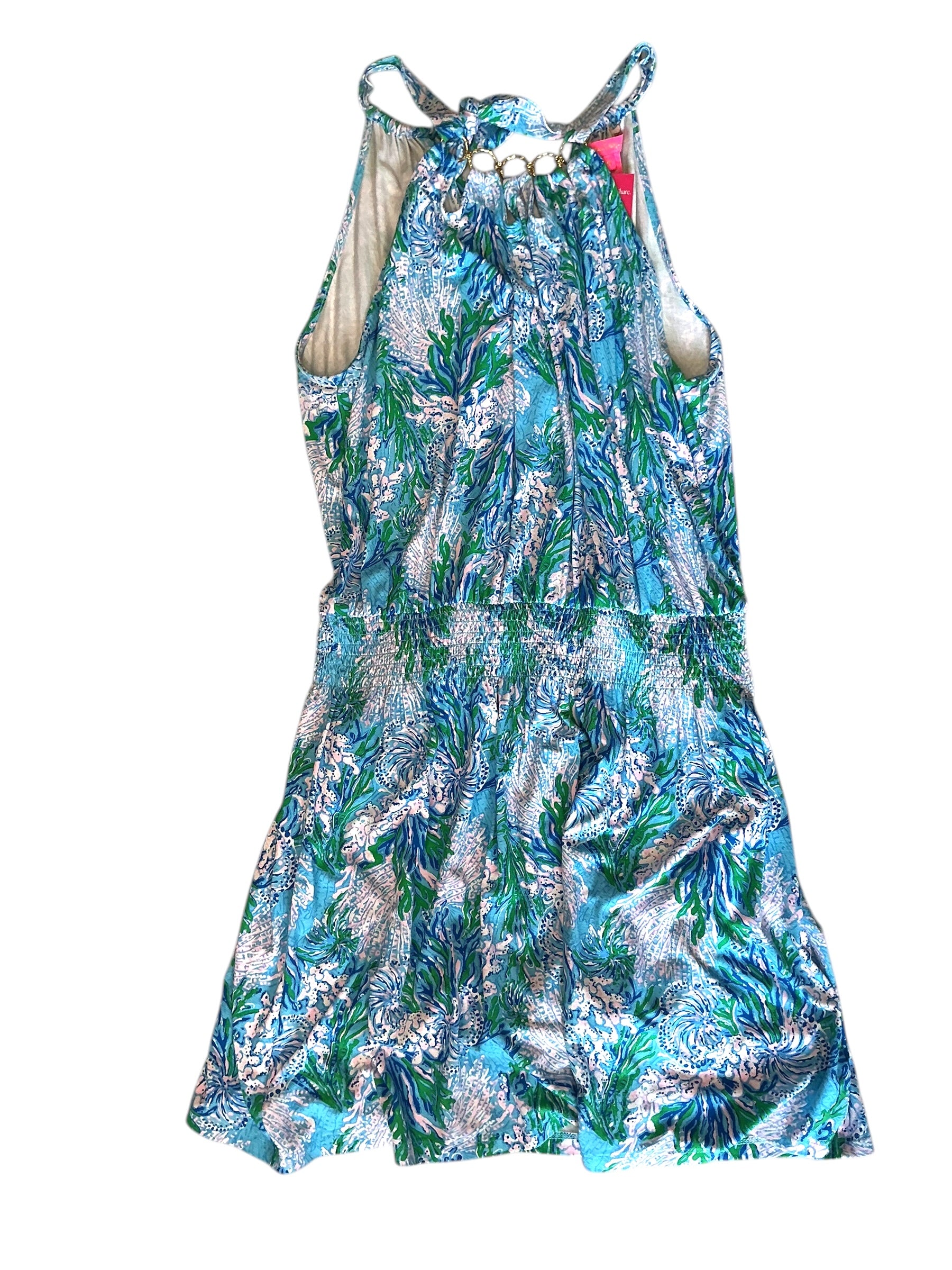 Lilly Pulitzer Shirelle Skirted Romper Las Aqua Strong Current Sea - Size M
