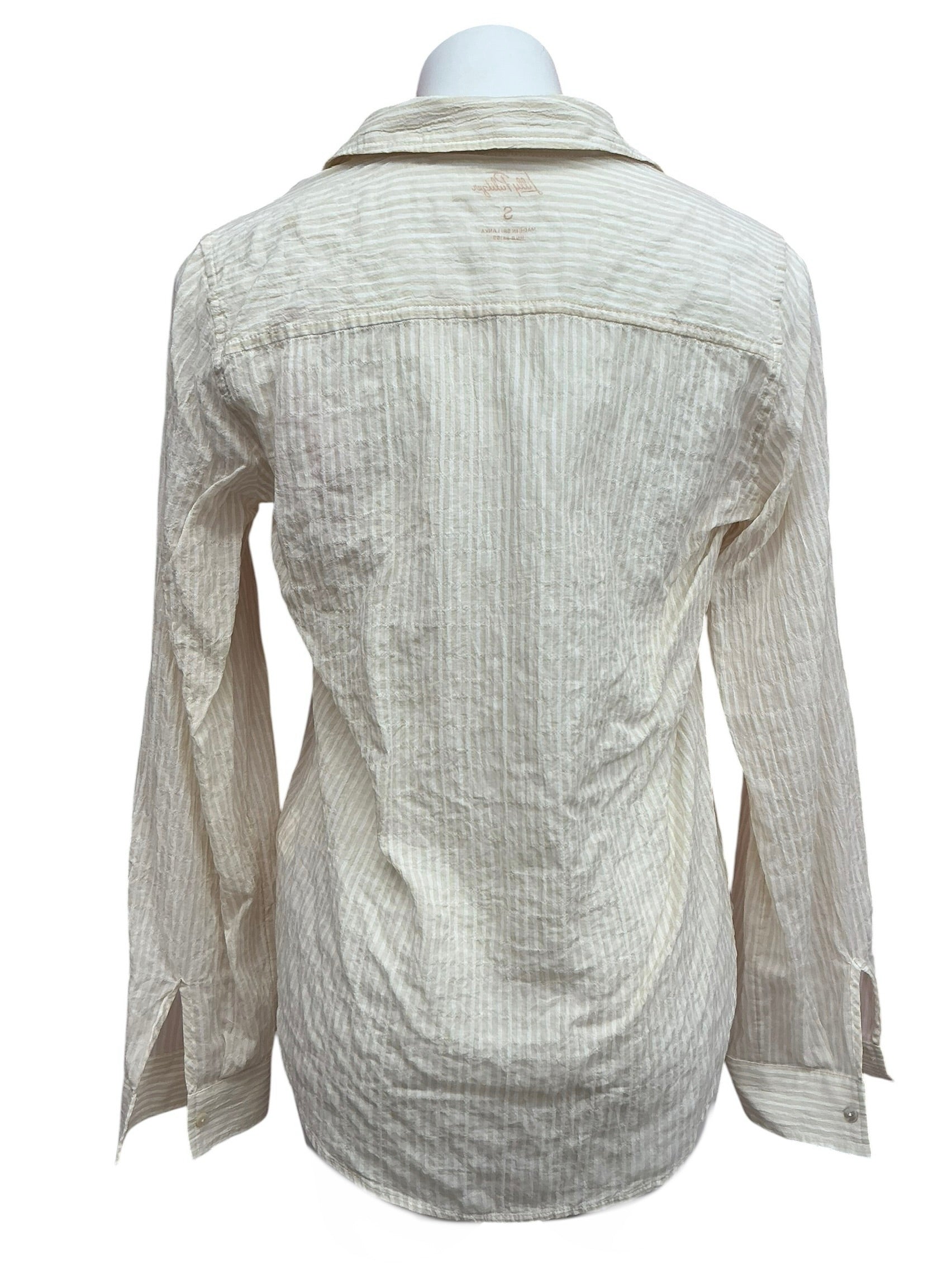 Lilly Pulitzer NWT Sea View Button Down Top Wicker Tan Lightweight Oxford Stripe - Size S