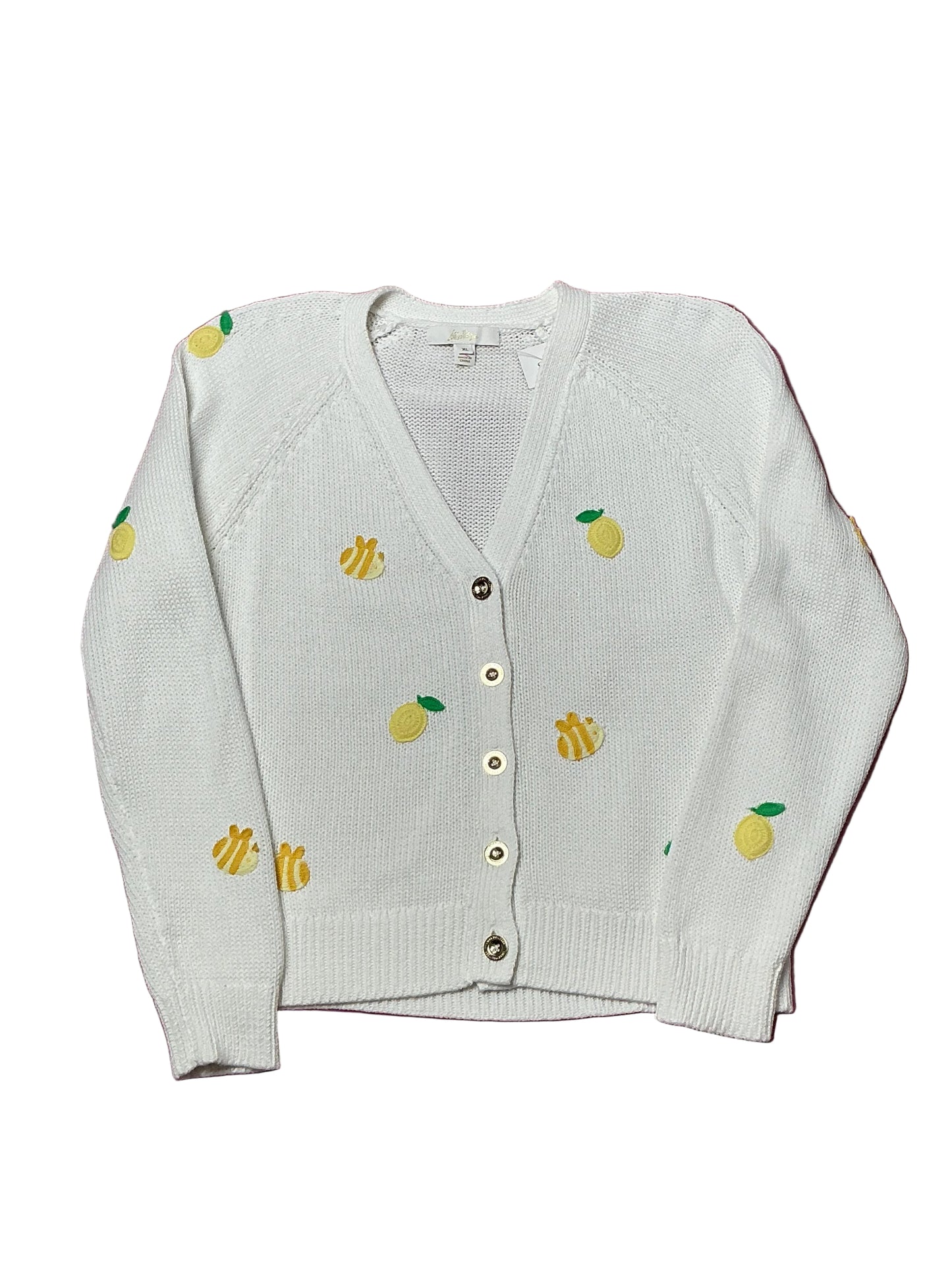 Lilly Pulitzer Tippery Cardigan - Bee Sweet Embroidery Resort White - Size XL