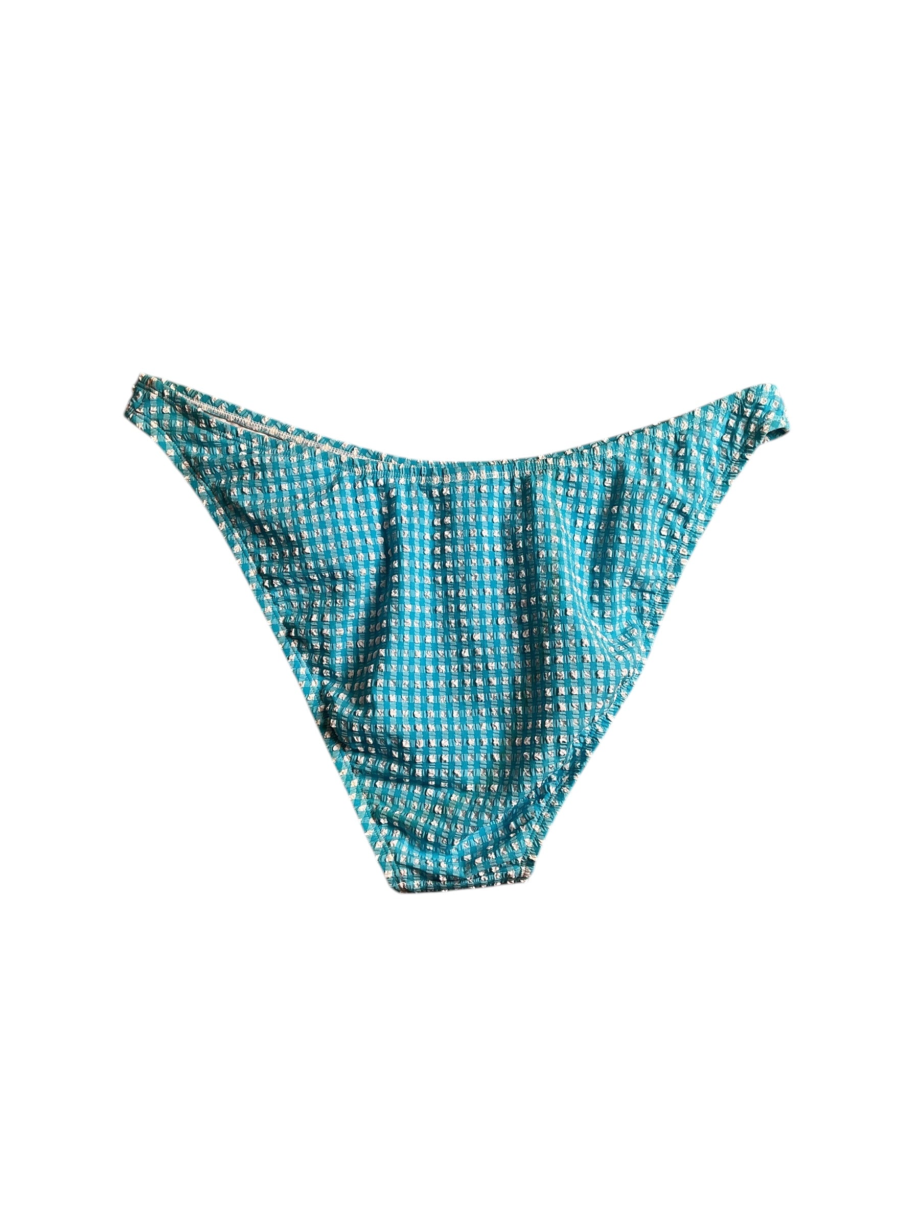 Lilly Pulitzer NWT Pico High Cut Bottom - Turquoise Oasis Crinkle Gingham Swim - Size 14