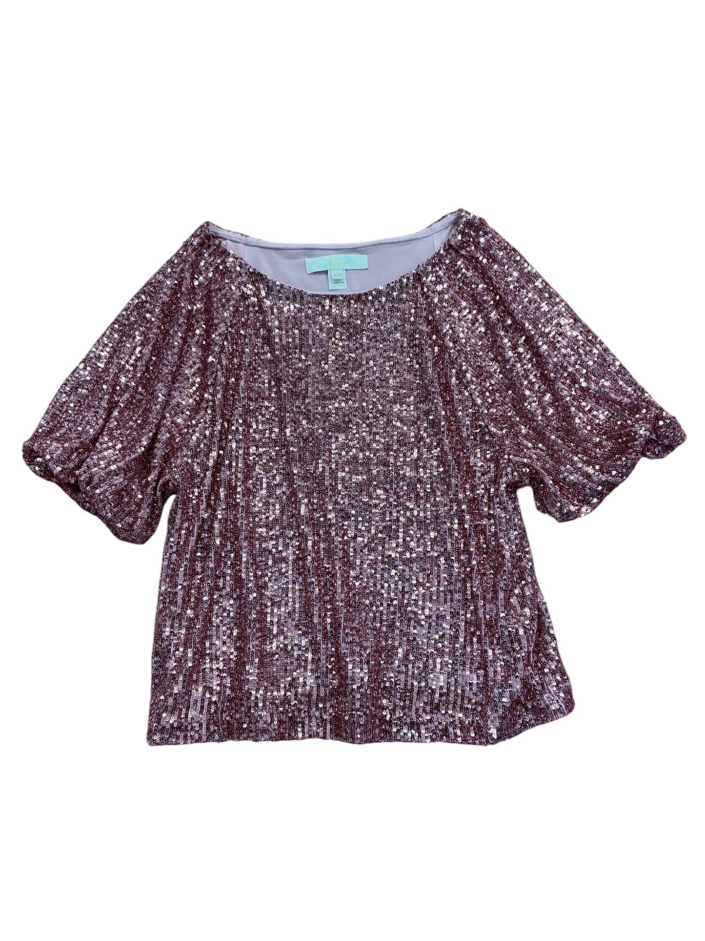 Lilly Pulitzer Cressida Sequin Knit Top Conch Shell Pink Treasure Box - Size XXS