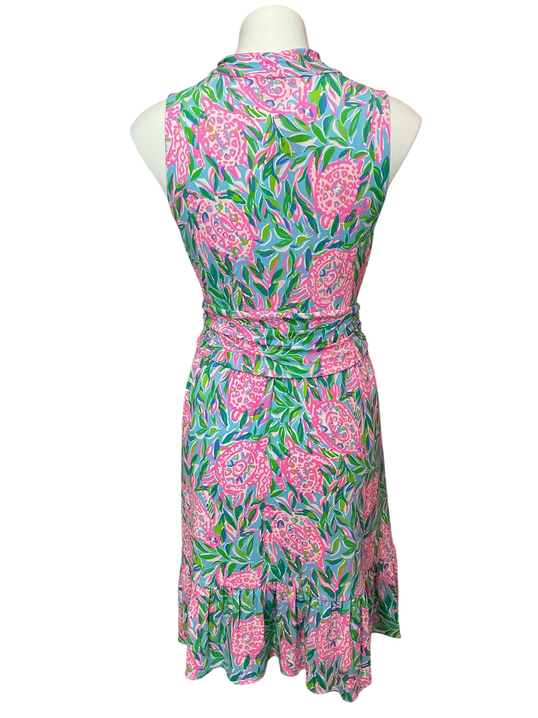 Lilly Pulitzer Annalise V-Neck Dress Frenchie Blue Turtley In Love - Size L