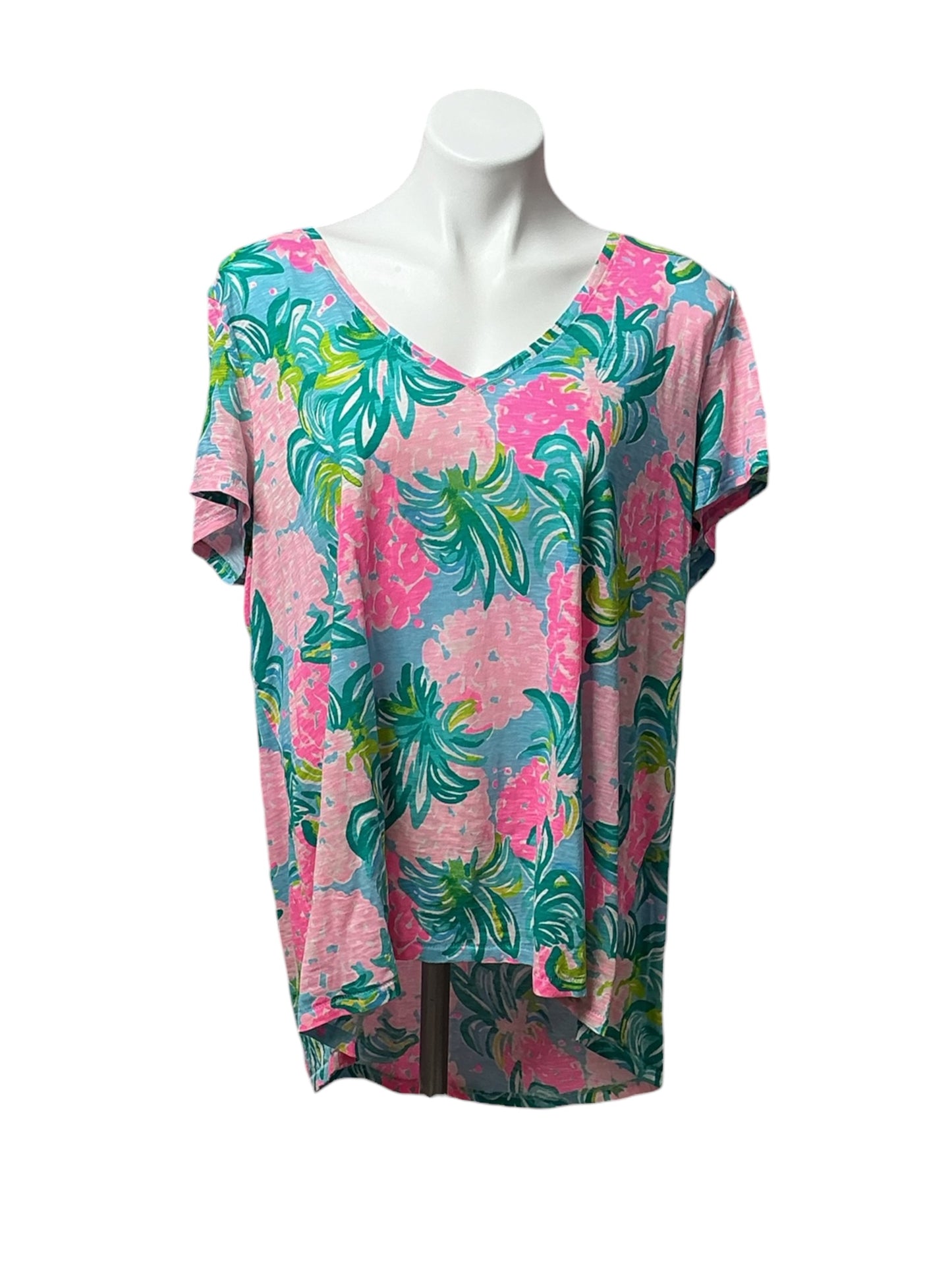Lilly Pulitzer Etta V-Neck Tee Ibiza Pineapple Shake - Size XXL