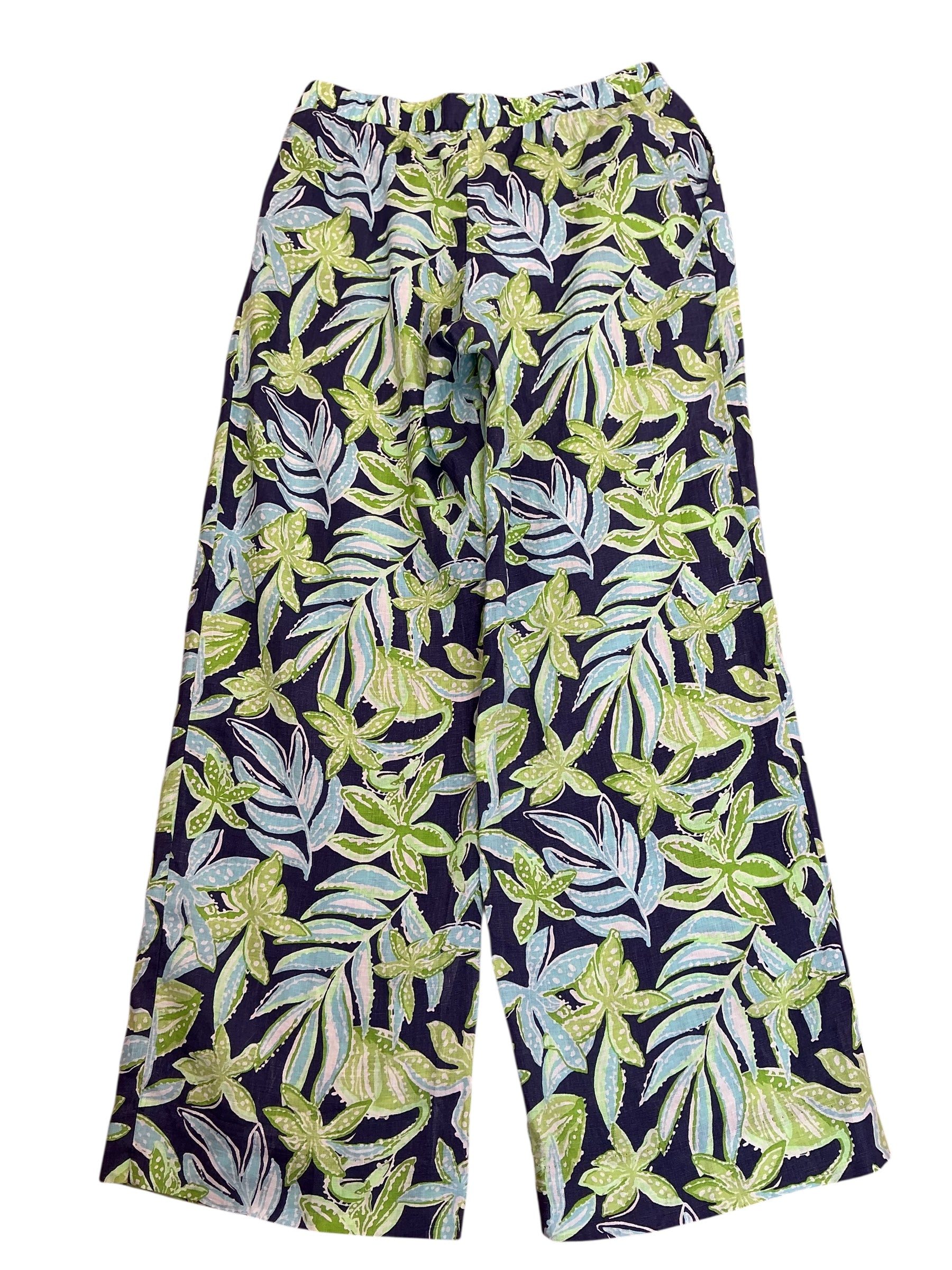 Lilly Pulitzer 31” Daylen Linen Palazzo Pants Sapphire Pool Tropical Tango - Size S