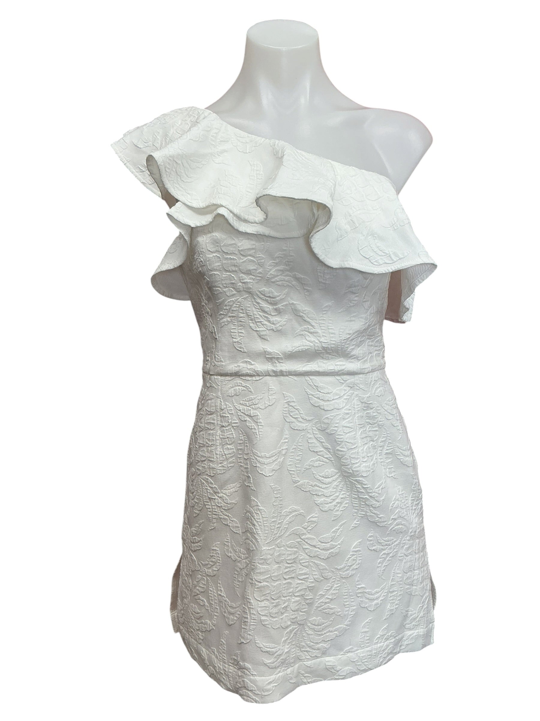 Lilly Pulitzer Kipton One Shoulder Romper Resort White Pineapple Pucker Jacquard - Size 00