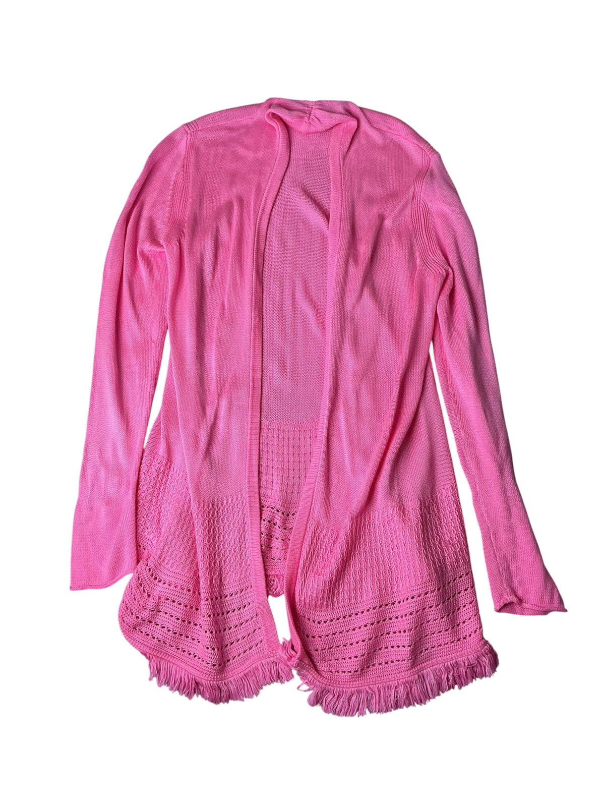 Lilly Pulitzer Noble Fringe Cardigan Pink Isle - Size XL