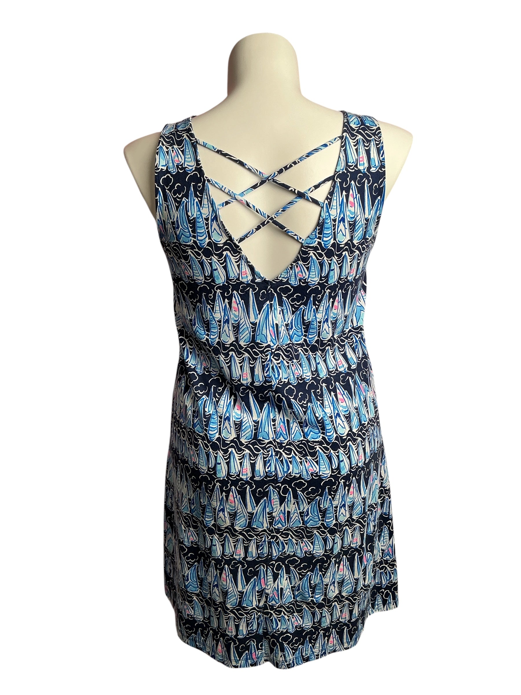 Lilly Pulitzer- Kristen Swing Dress Low Tide Navy Sails And Stripes Size L