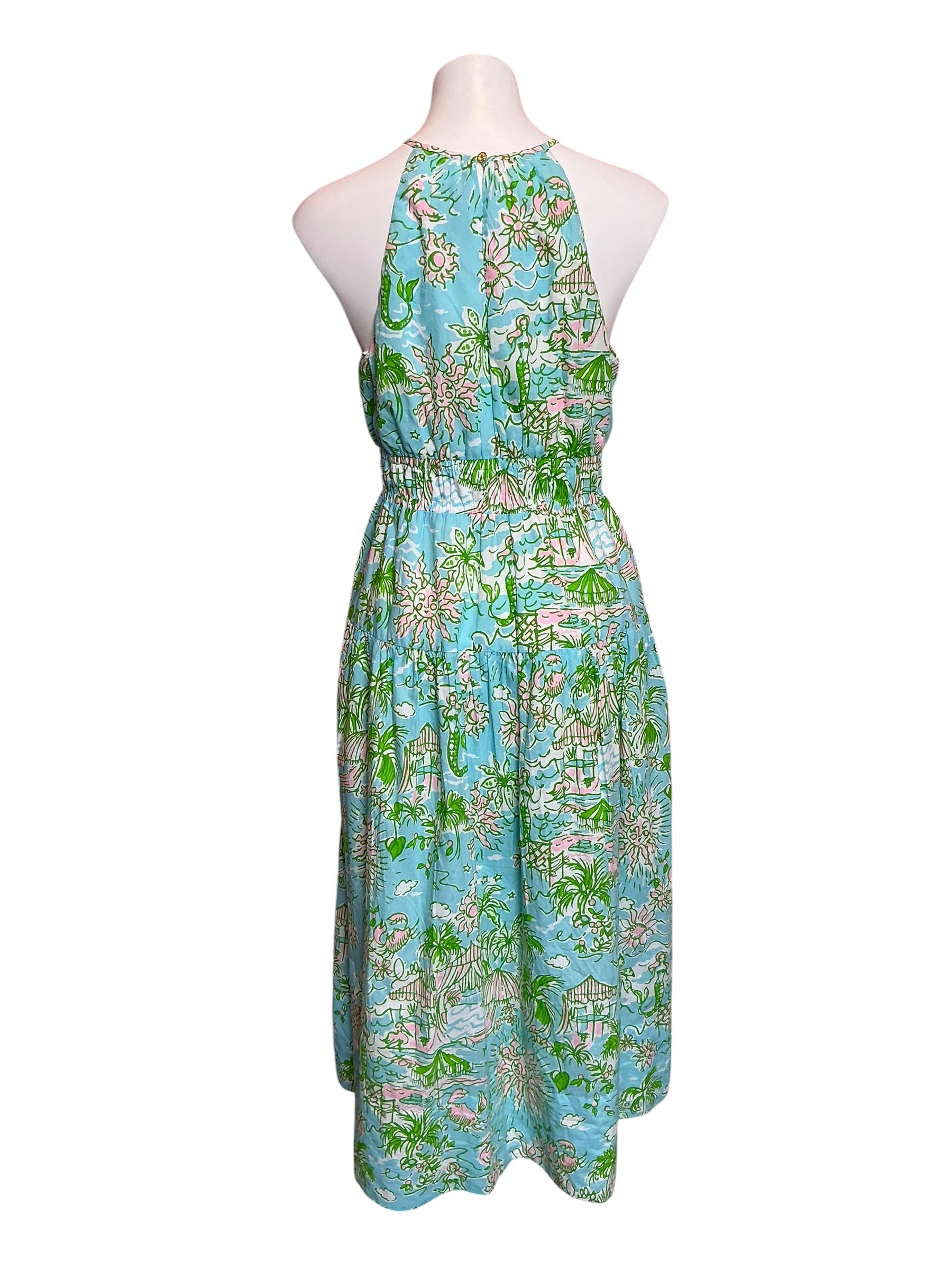 Lilly Pulitzer Kyleigh Maxi Dress Fresh Water Blue Sunbathers Bliss - Size 8