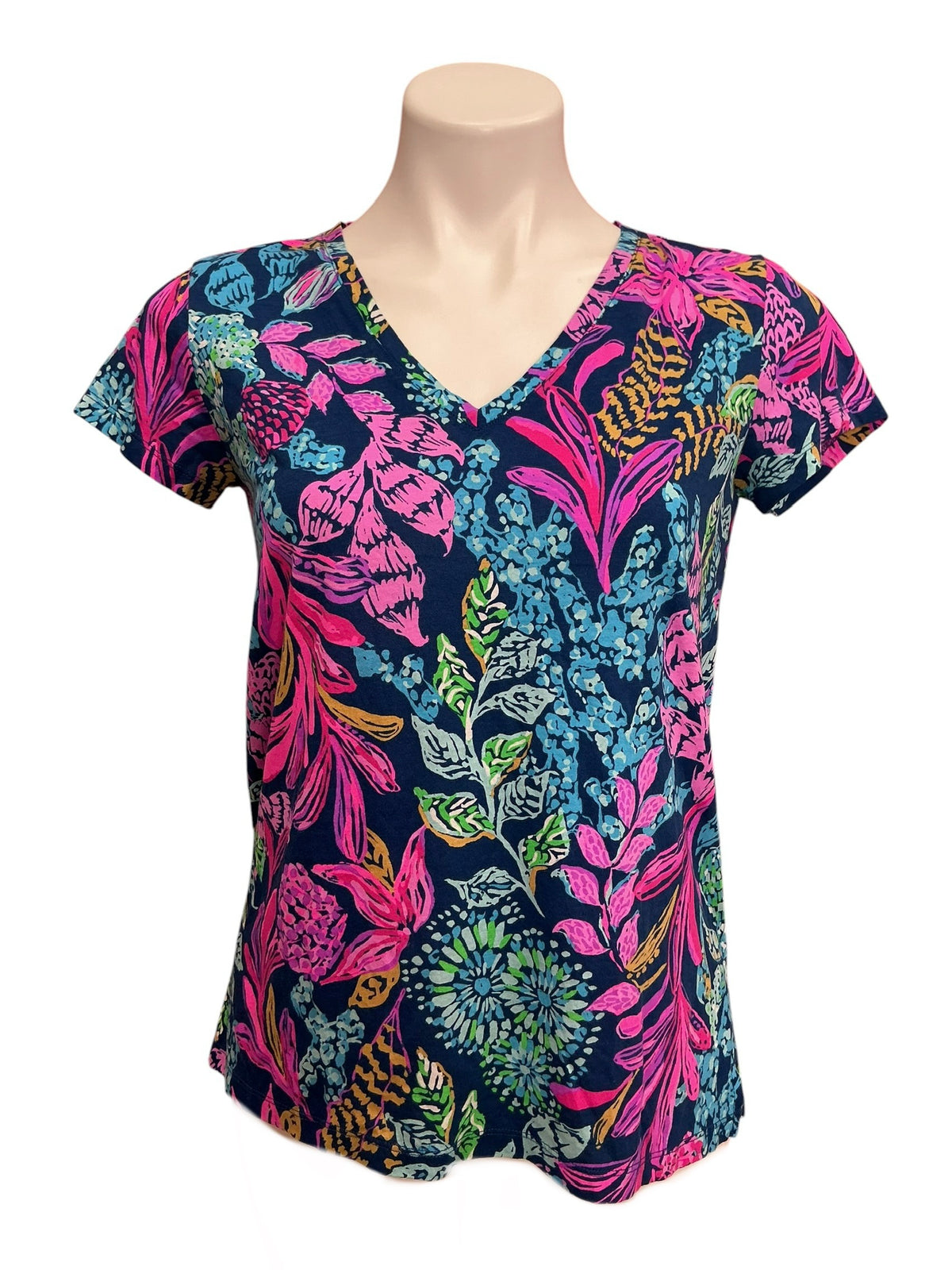 Lilly Pulitzer Meredith Tee Aegean Navy Calypso Coast - Size XS