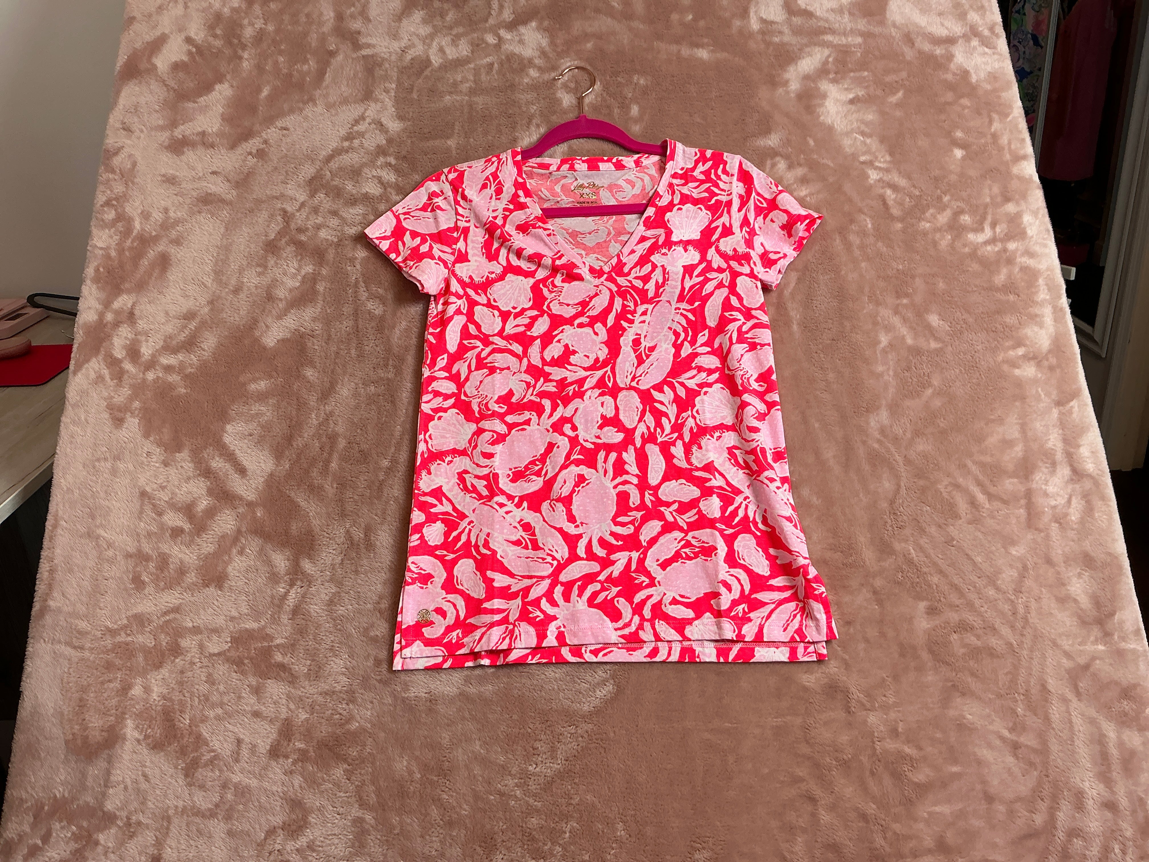 Lilly Pulitzer NWT Meredith Tee Cane Coral Crab Collab - Size XXS