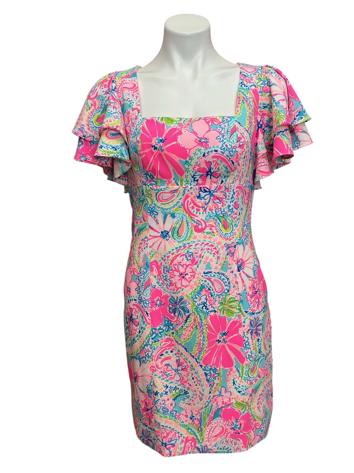 Lilly Pulitzer NWT Anniston Stretch Dress Multi Flock Full Of Fun - Size 4