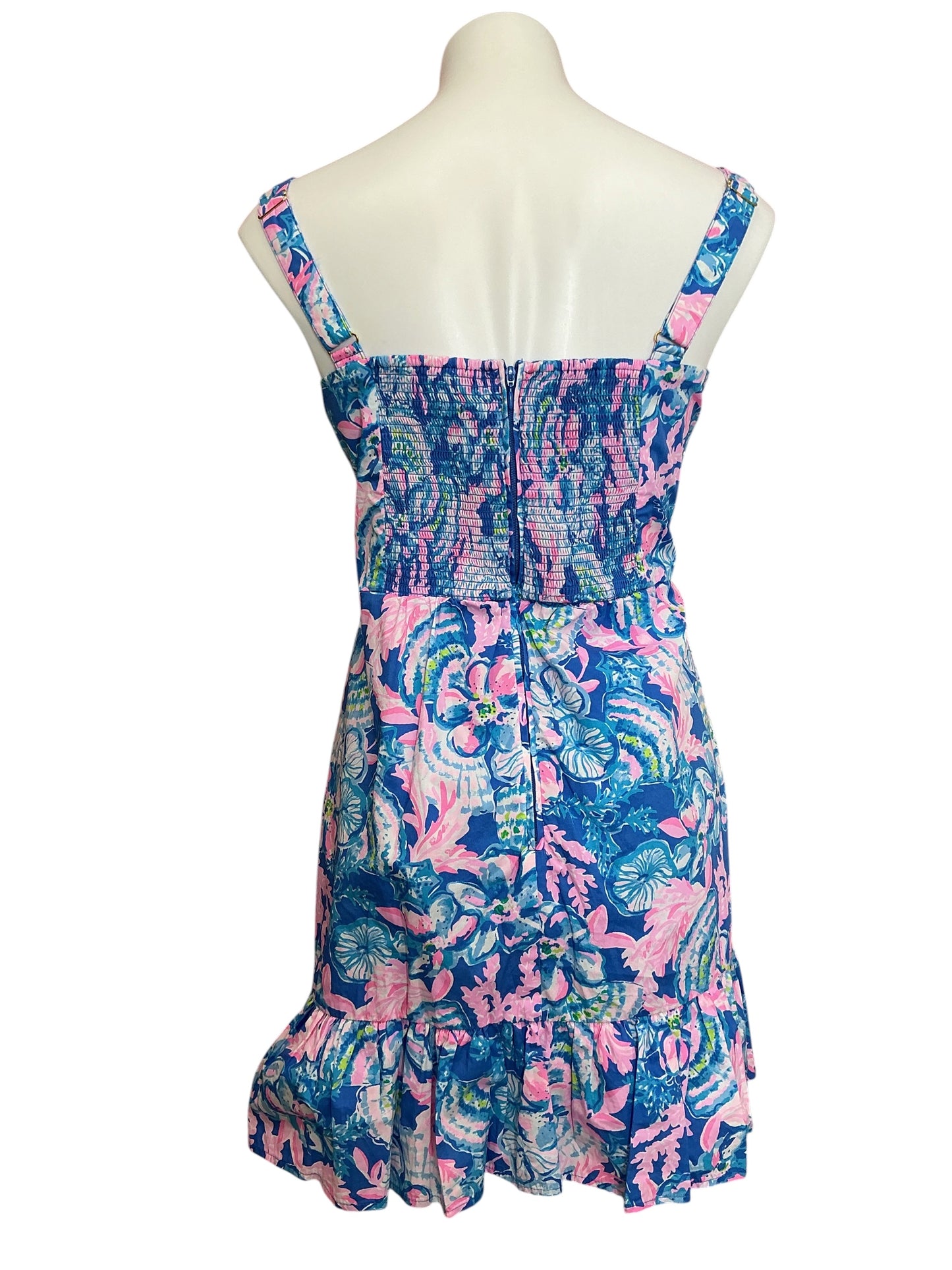 Lilly Pulitzer Rocko Romper Blue Tang Sitting Seaside - Size 16