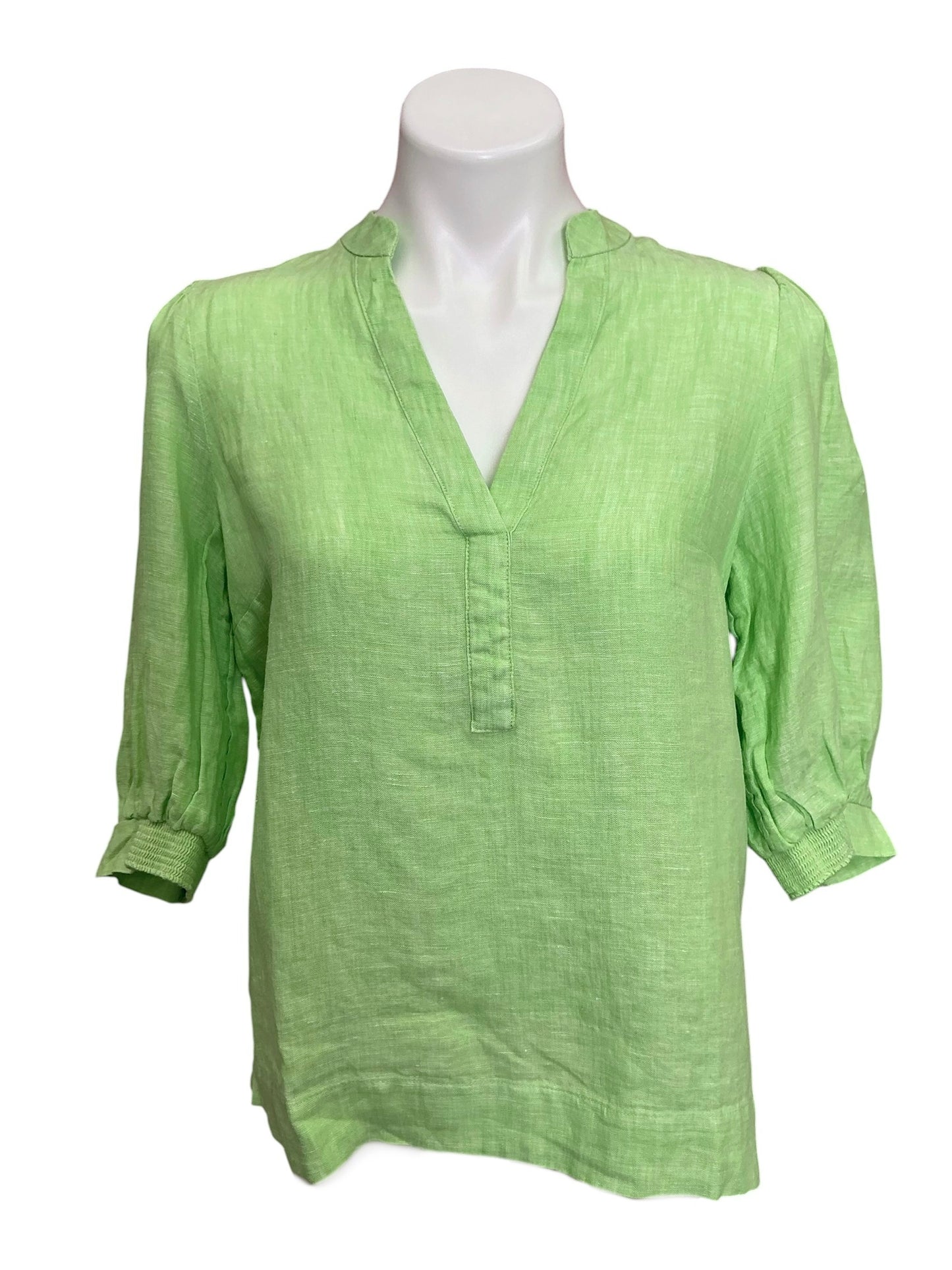 Lilly Pulitzer NWT Mialeigh Elbow Sleeve Top Jade Lime X Resort White - Size 6