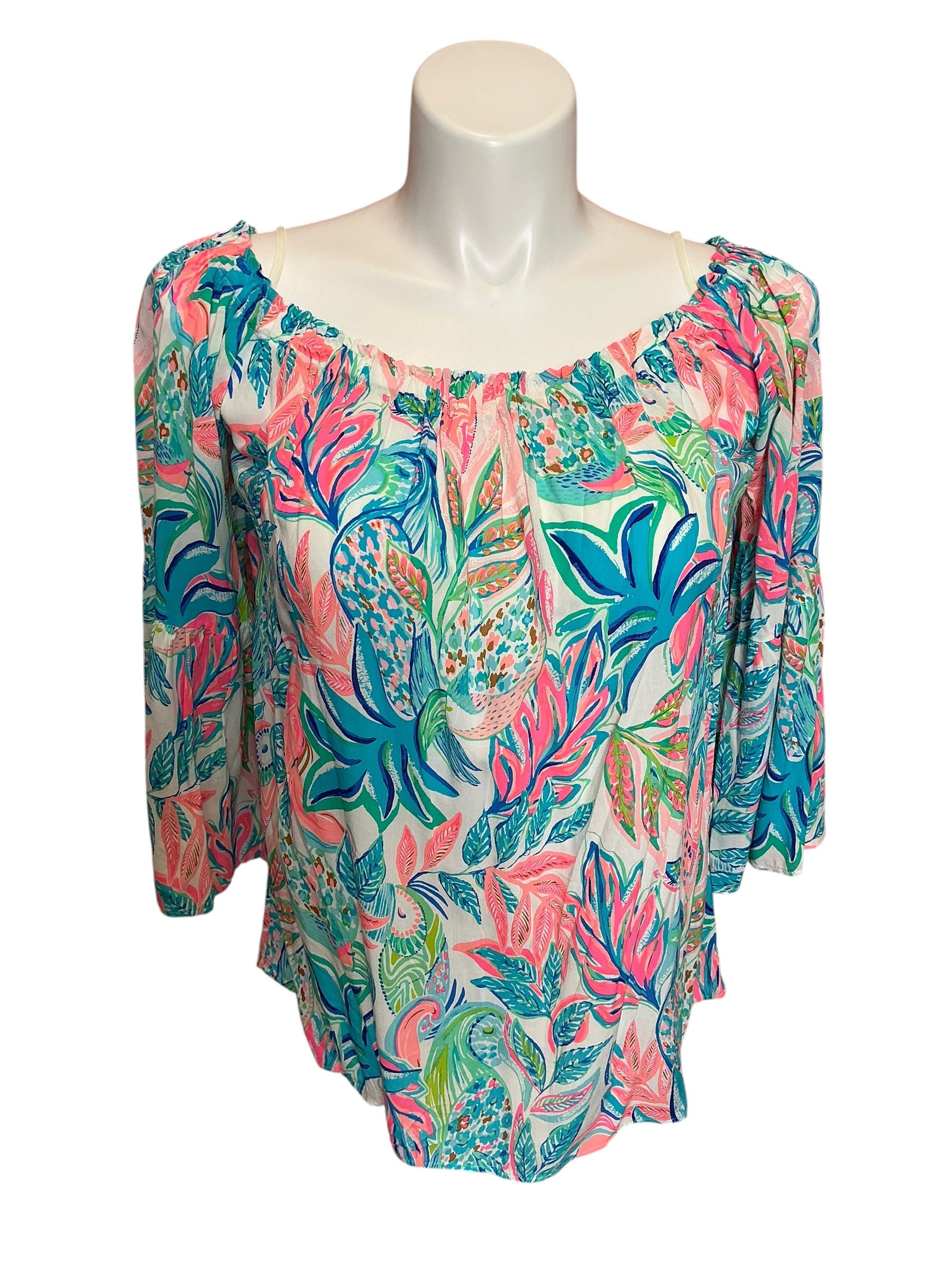 Lilly Pulitzer NWT Nevie Top Resort White Toucan Do It Better - Size L