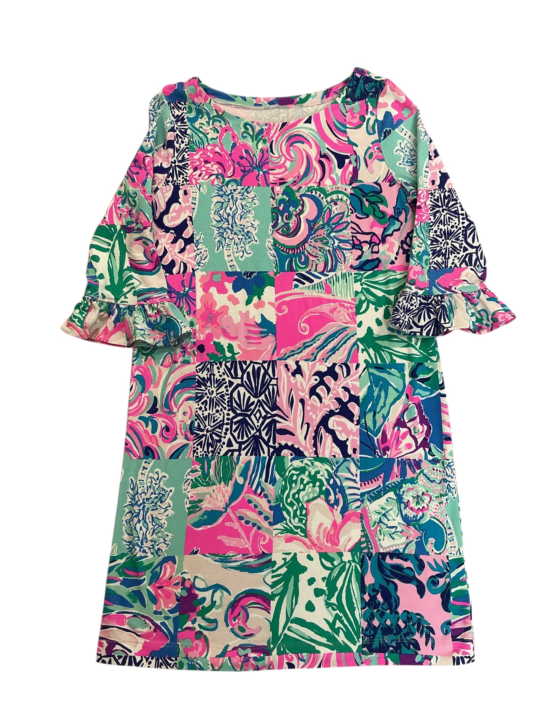 Lilly Pulitzer Girls Mini Sophie Ruffle Dress Patch To Match - Size L 8-10