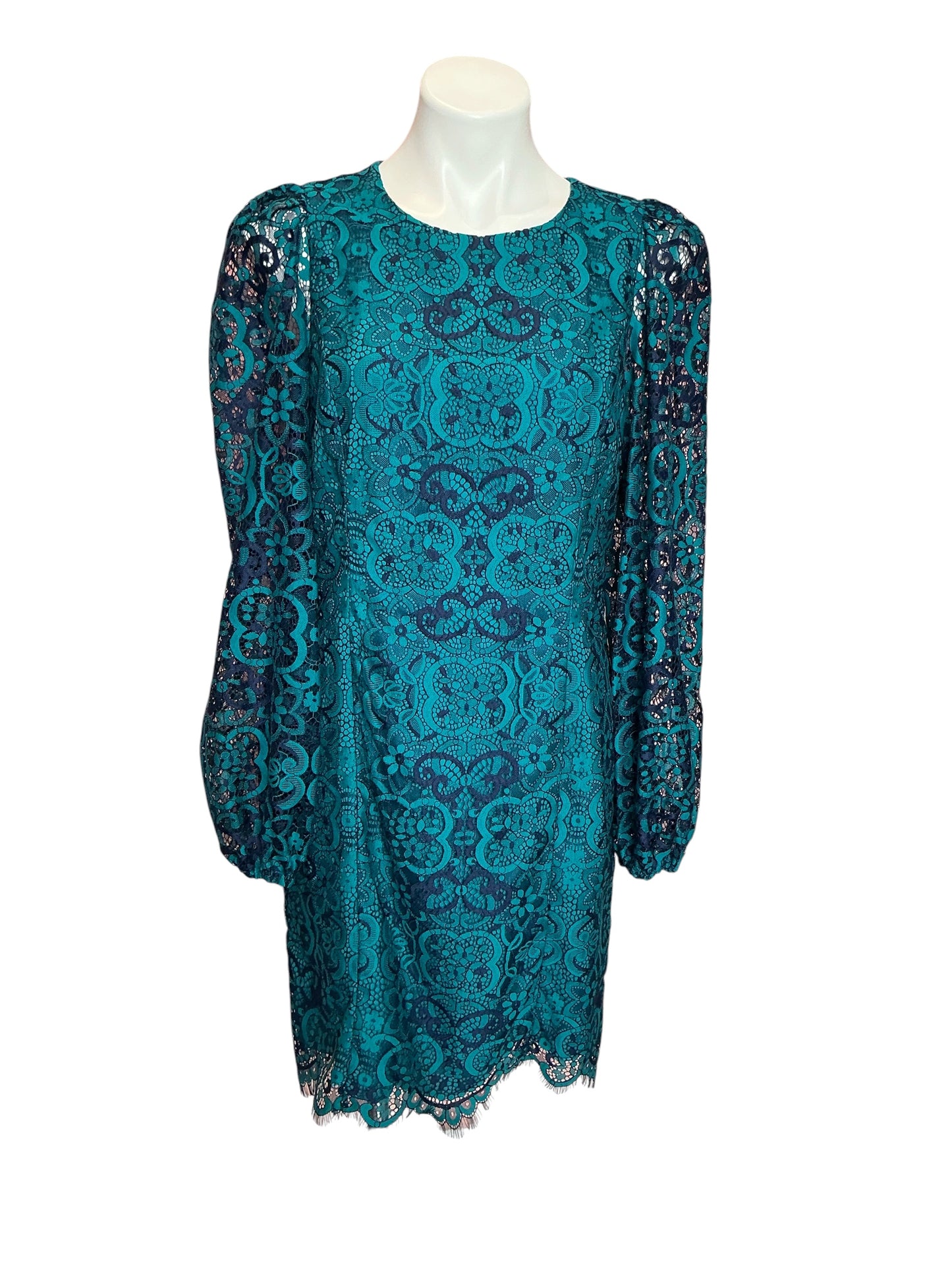 Lilly Pulitzer NWT Georgi Dress Valencia Teal Two Tone Carnival Lace - Size 8