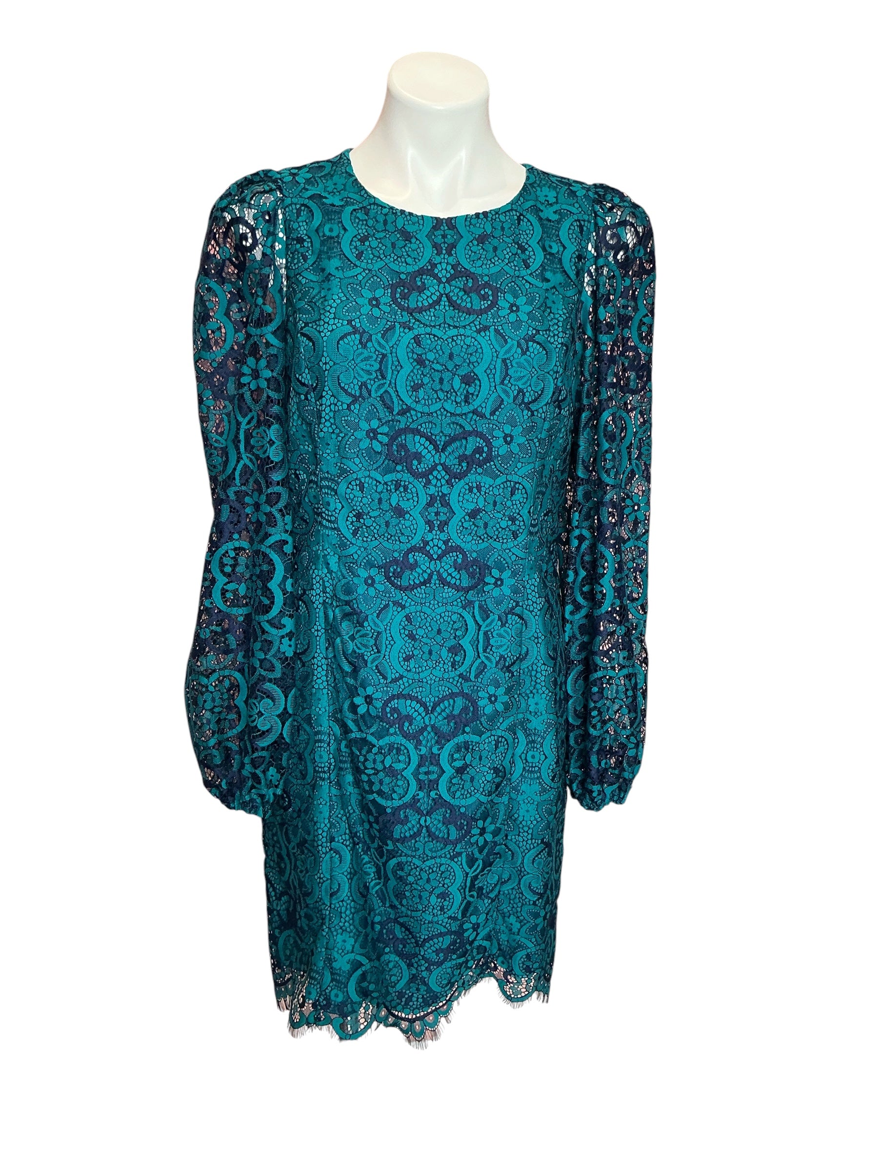 Lilly Pulitzer NWT Georgi Dress Valencia Teal Two Tone Carnival Lace - Size 8