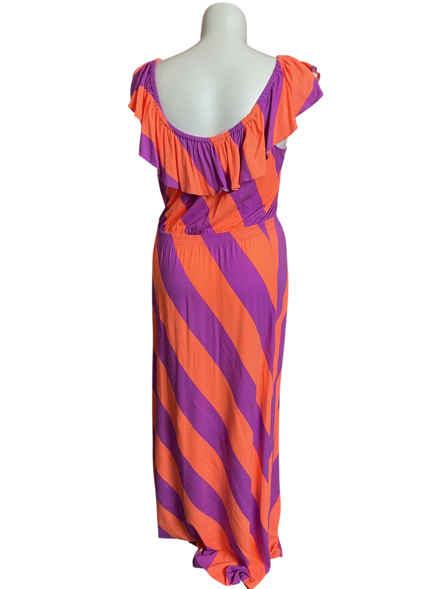 Lilly Pulitzer Marley Maxi Dress Sunrise Orange Always a Party Stripe - Size XL