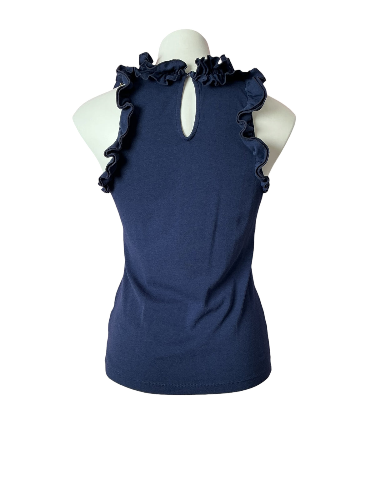 Lilly Pulitzer Sleeveless Agata Ruffle Tank Low Tide Navy - Size S