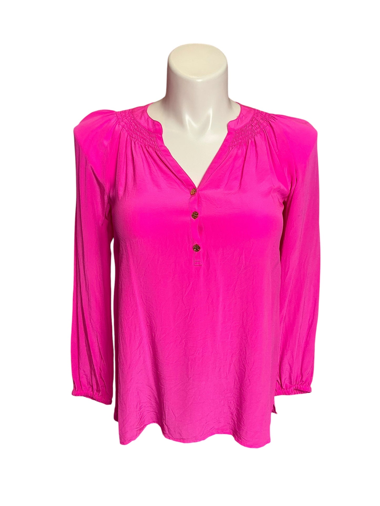 Lilly Pulitzer Elsa Silk Top Mandevilla Pink - Size S