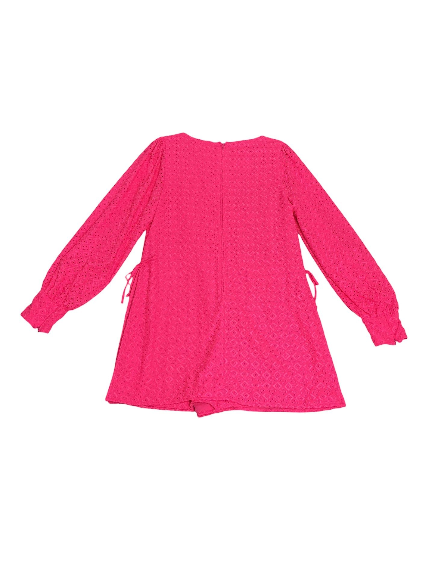 Lilly Pulitzer- Aisha Romper Pink Isle Ditsy Diamond Poly Eyelet Size 8