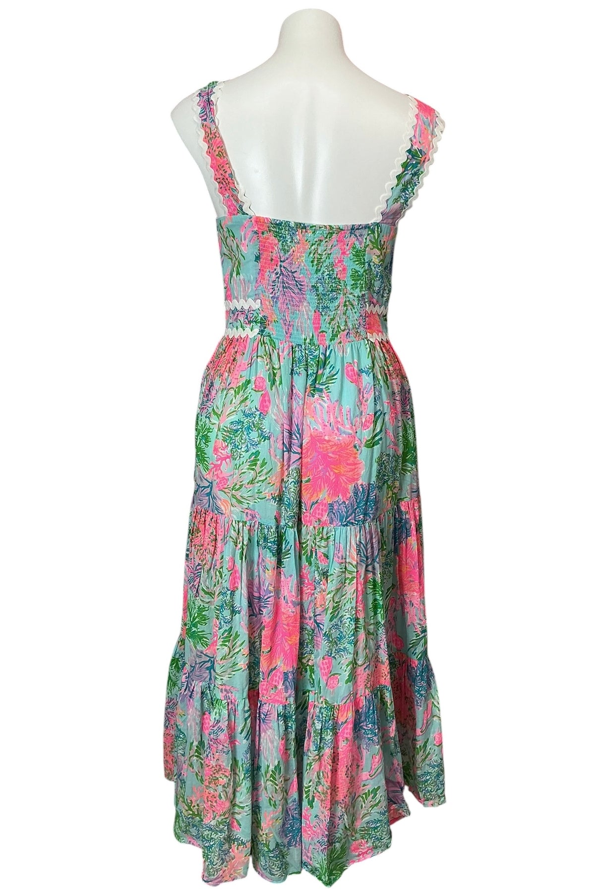 Lilly Pulitzer Pollie Cotton Midi Dress Celestial Blue Cay To My Heart - Size 4