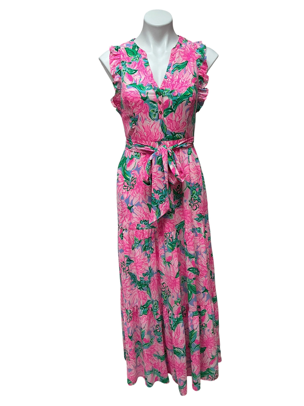 Lilly Pulitzer Destini Maxi Dress Pink Blossom Try Your Zest - Size 0