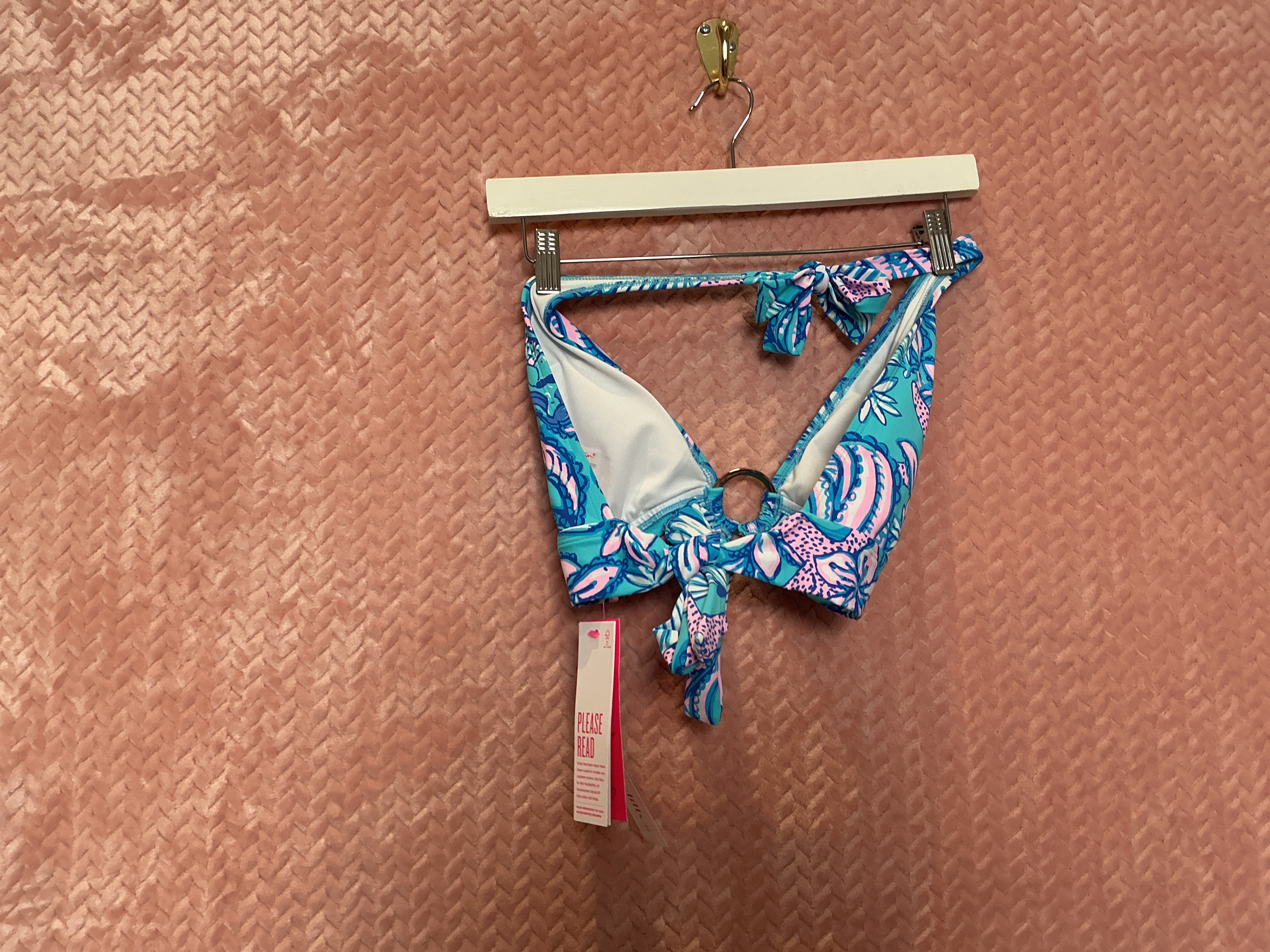 Lilly Pulitzer NWT Tosby Bikini Top Amalfi Blue Sound The Sirens - Size 12