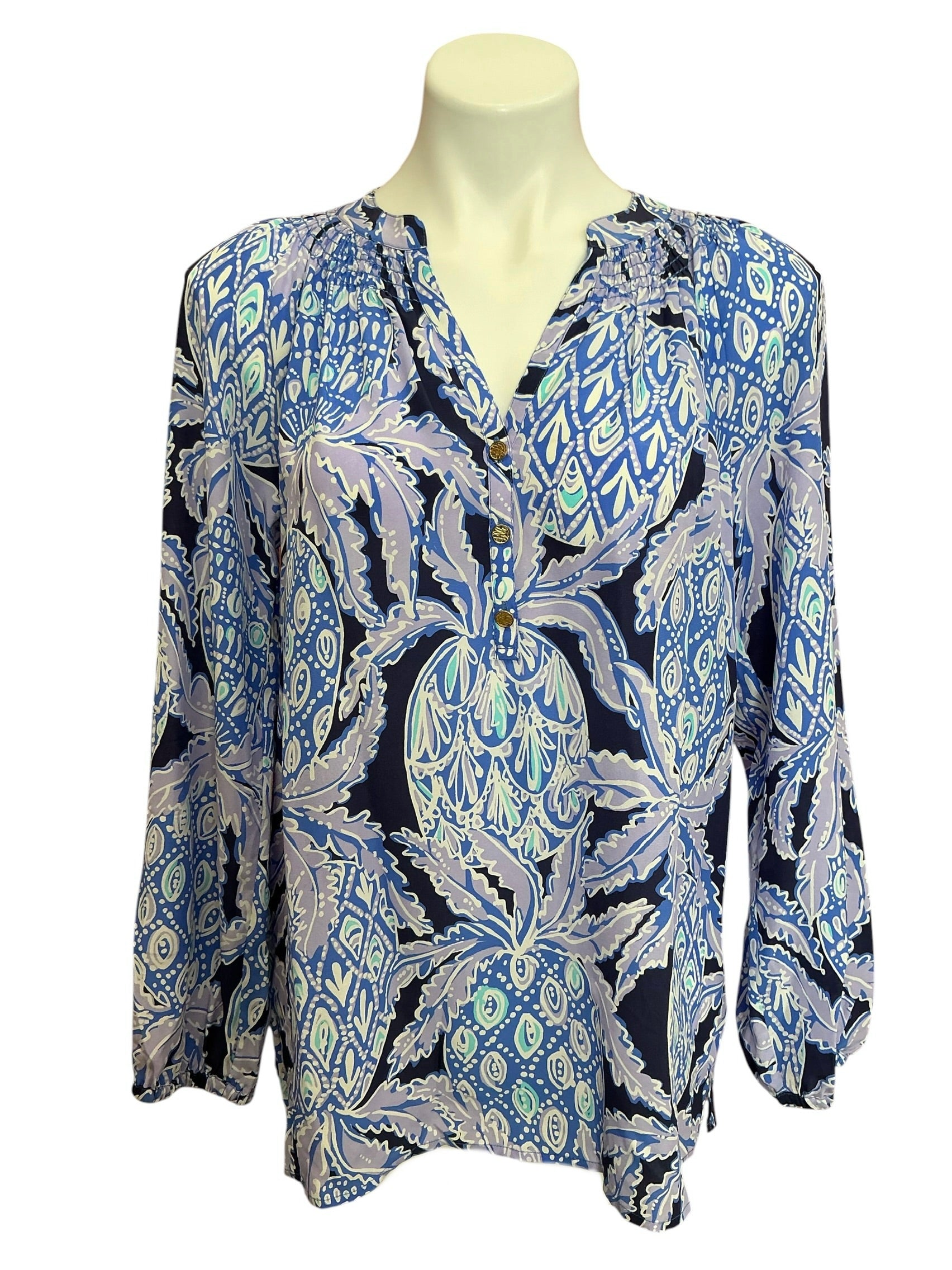 Lilly Pulitzer Elsa Silk Top Coconut Safari - Size M