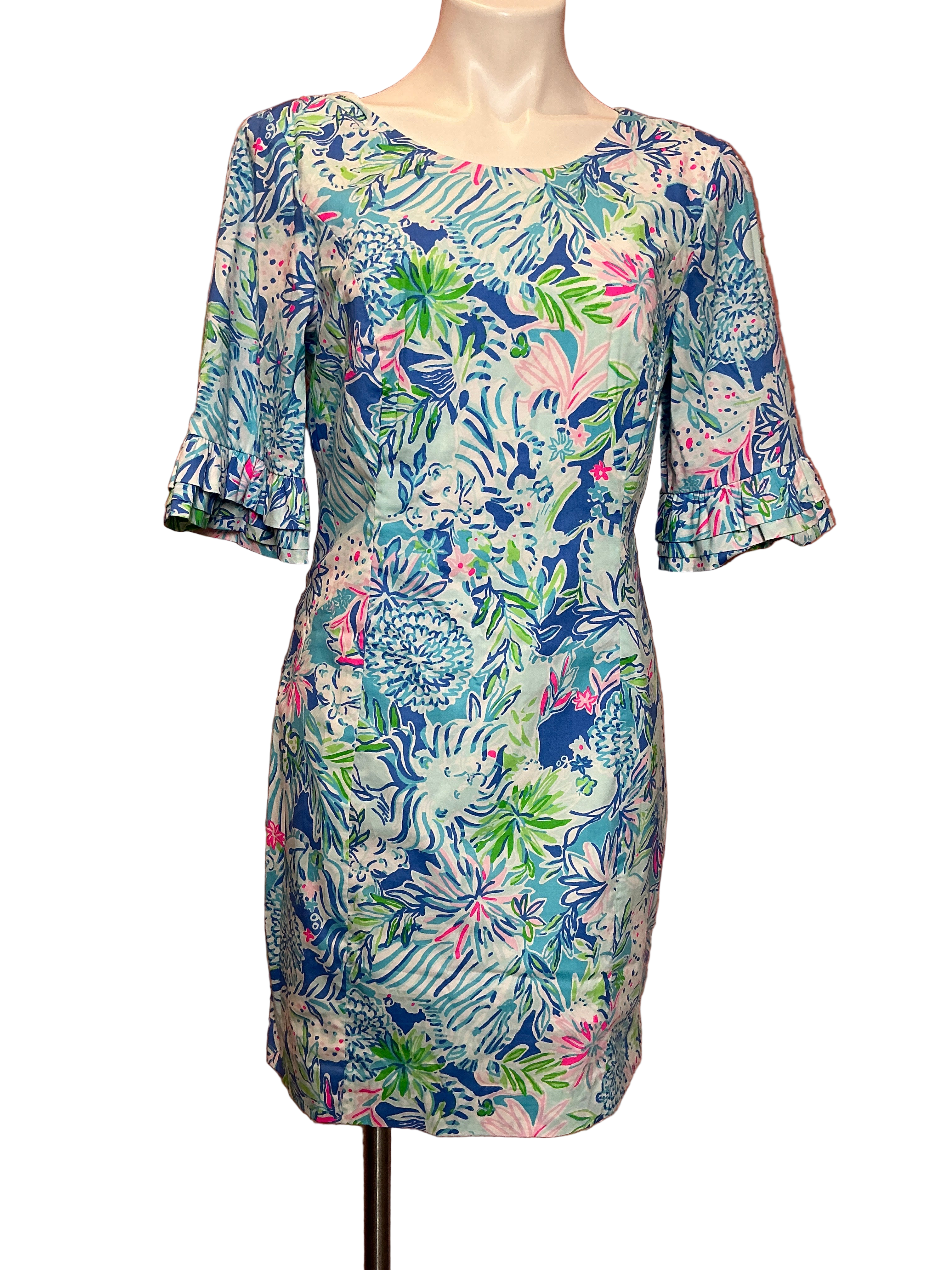 Lilly Pulitzer NWT - Fiesta Stretch Dress - Coastal Blue - Lion Around - Size 8￼￼￼